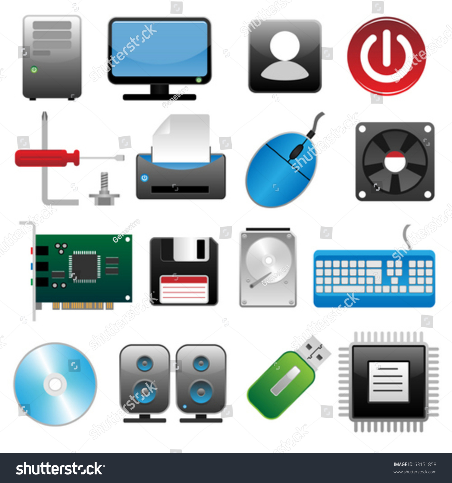 Computer Icon Set Realistic Colorful Vector Stock Vector Royalty Free 63151858