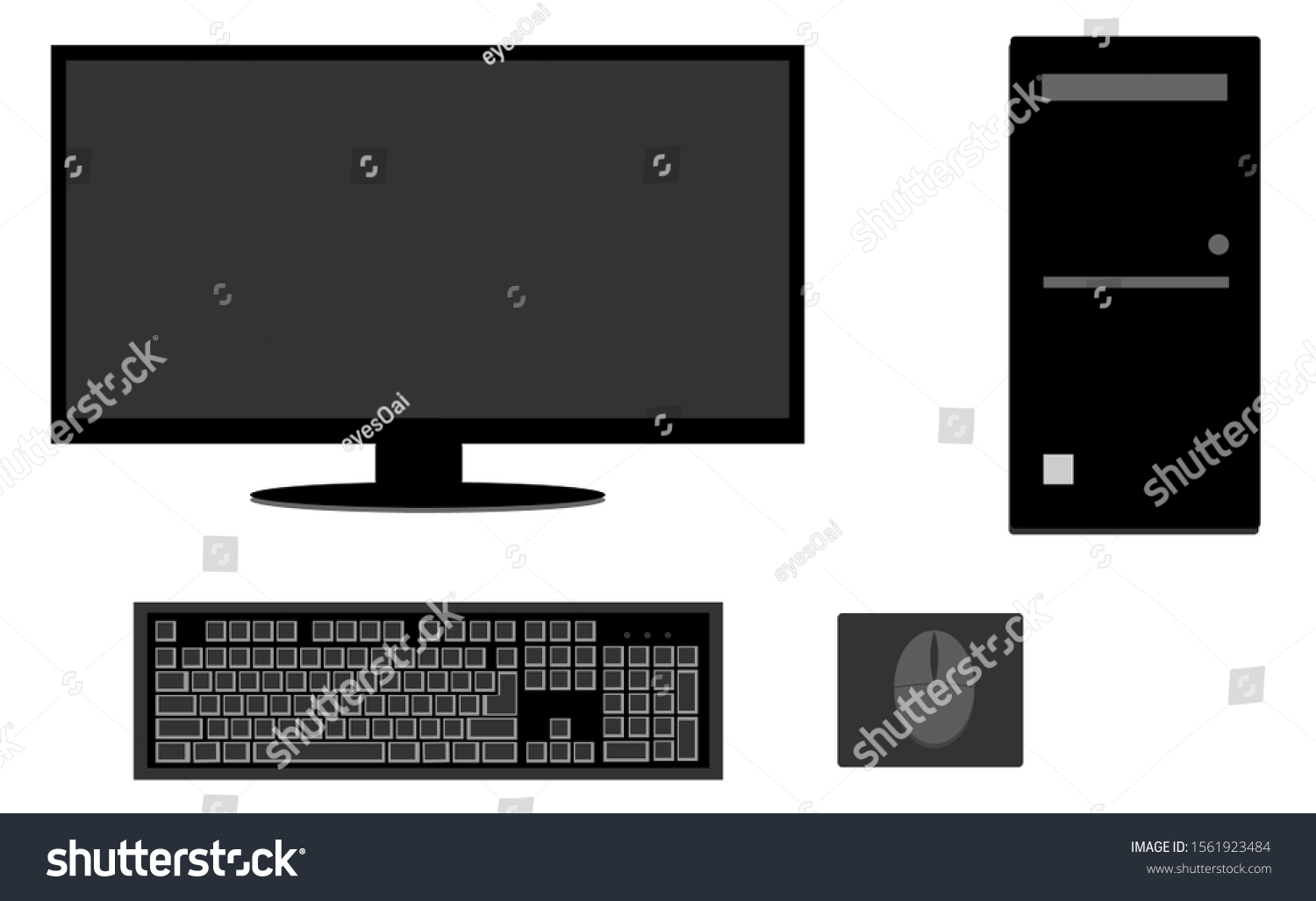 Computer Keyboad Mouse Pc Moniter Lcd Stock Vector Royalty Free 1561923484