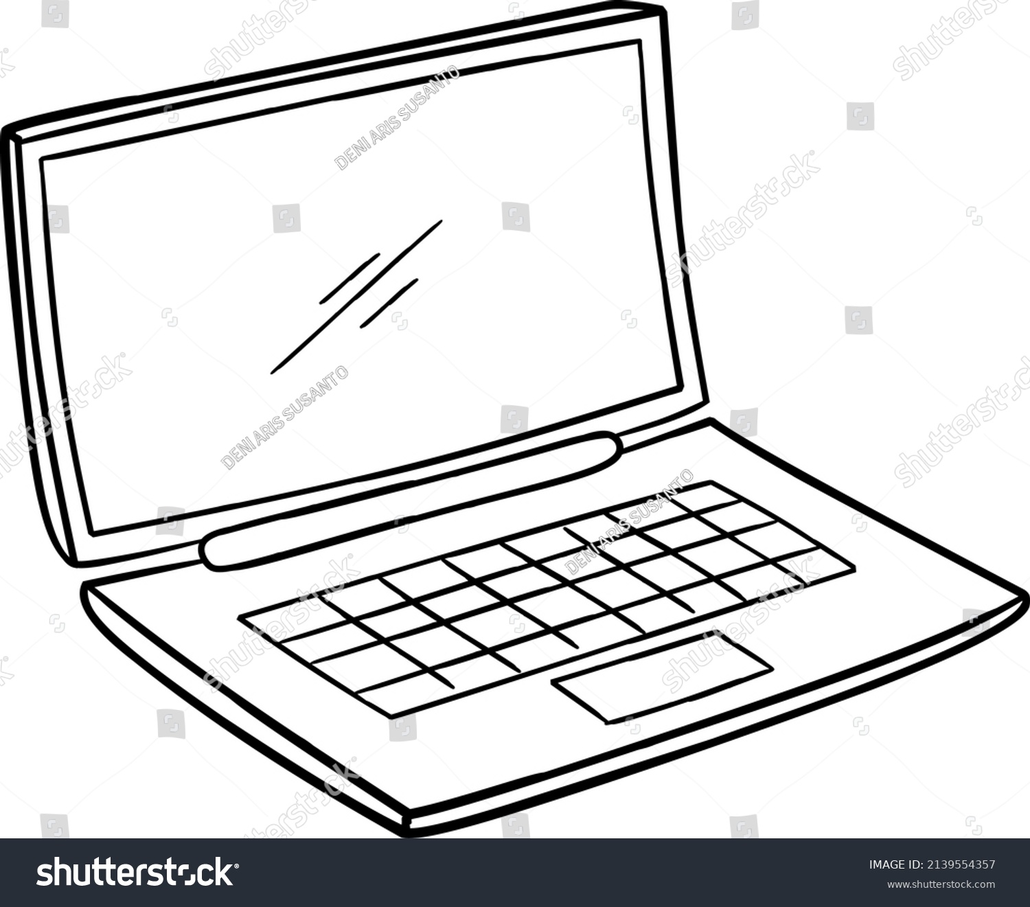 Computer Laptop Cartoon Illustration Icon Empty Stock Vector (Royalty ...