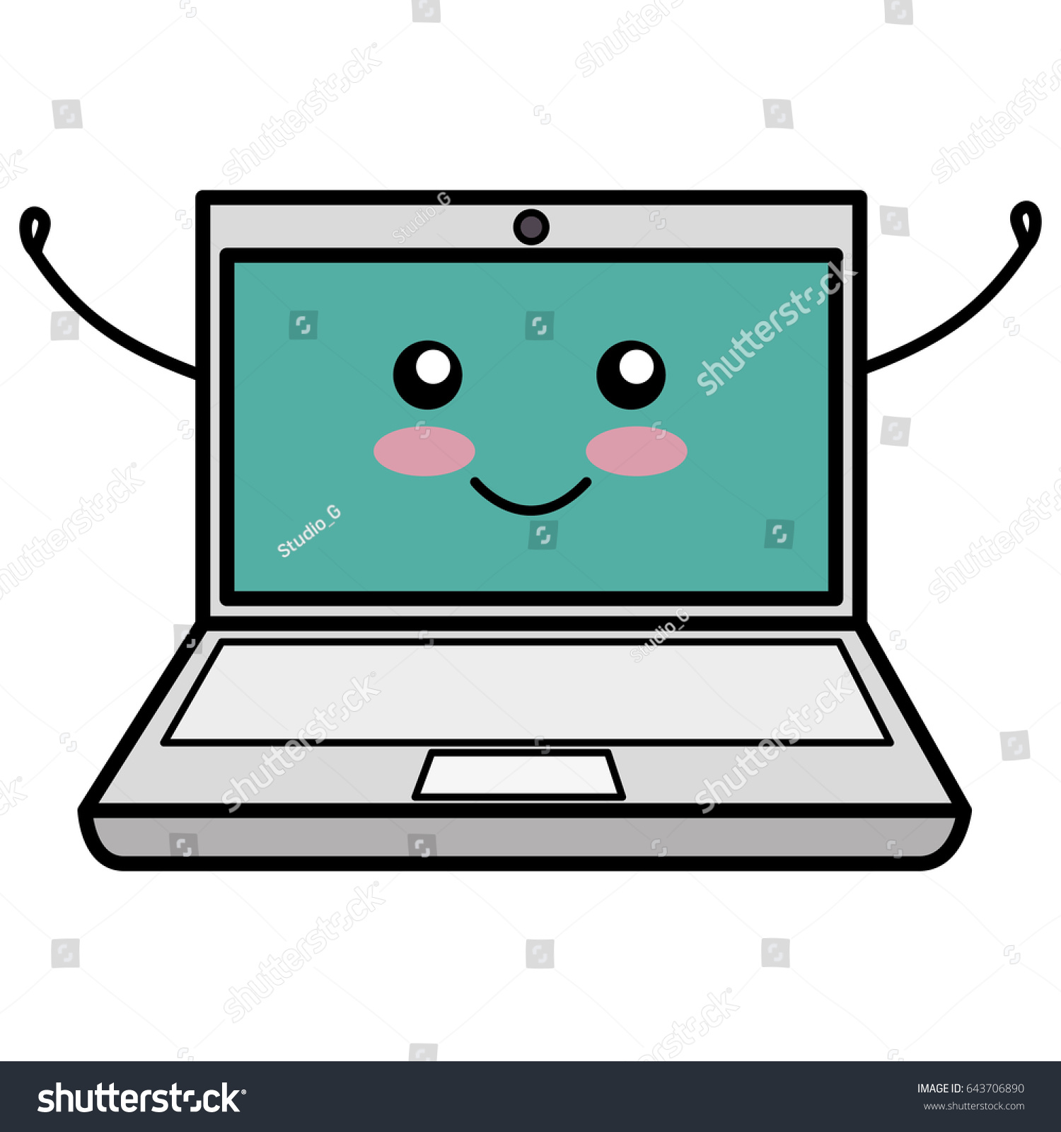 Computer Laptop Comic Character Stock Vector (Royalty Free) 643706890 ...