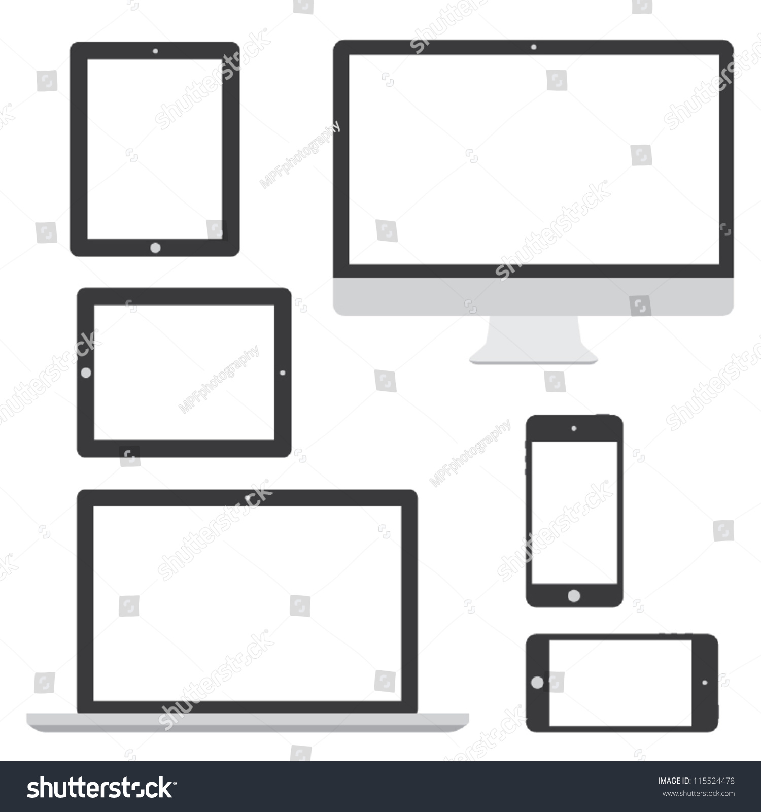 Computer Laptop Tablet Phone Isolated Logos Eps10 Vector - 115524478 ...