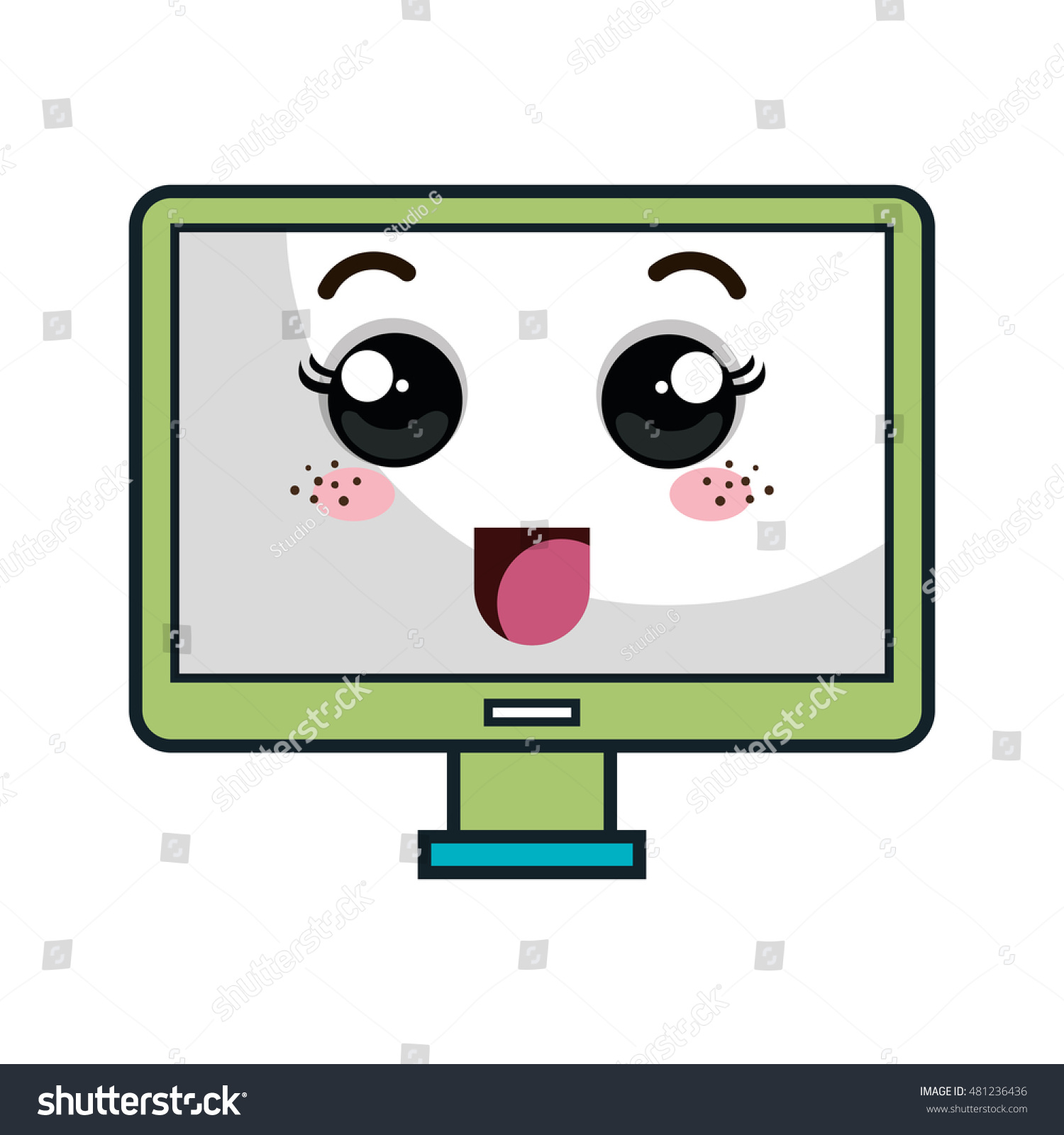 Computer Monitor Kawaii Cartoon Stock Vector (Royalty Free) 481236436 ...