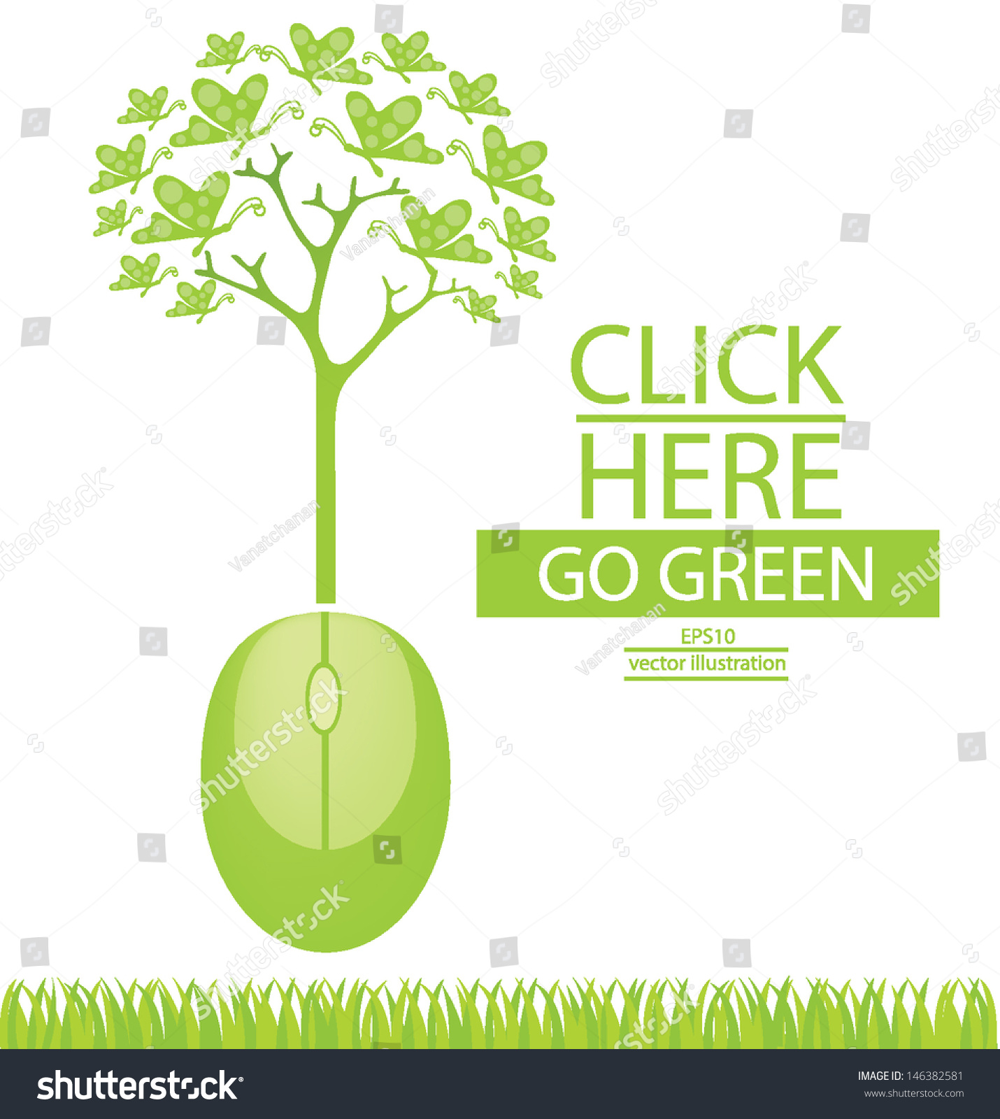 Computer Mouse Tree Design Go Green Stock Vector (Royalty Free) 146382581