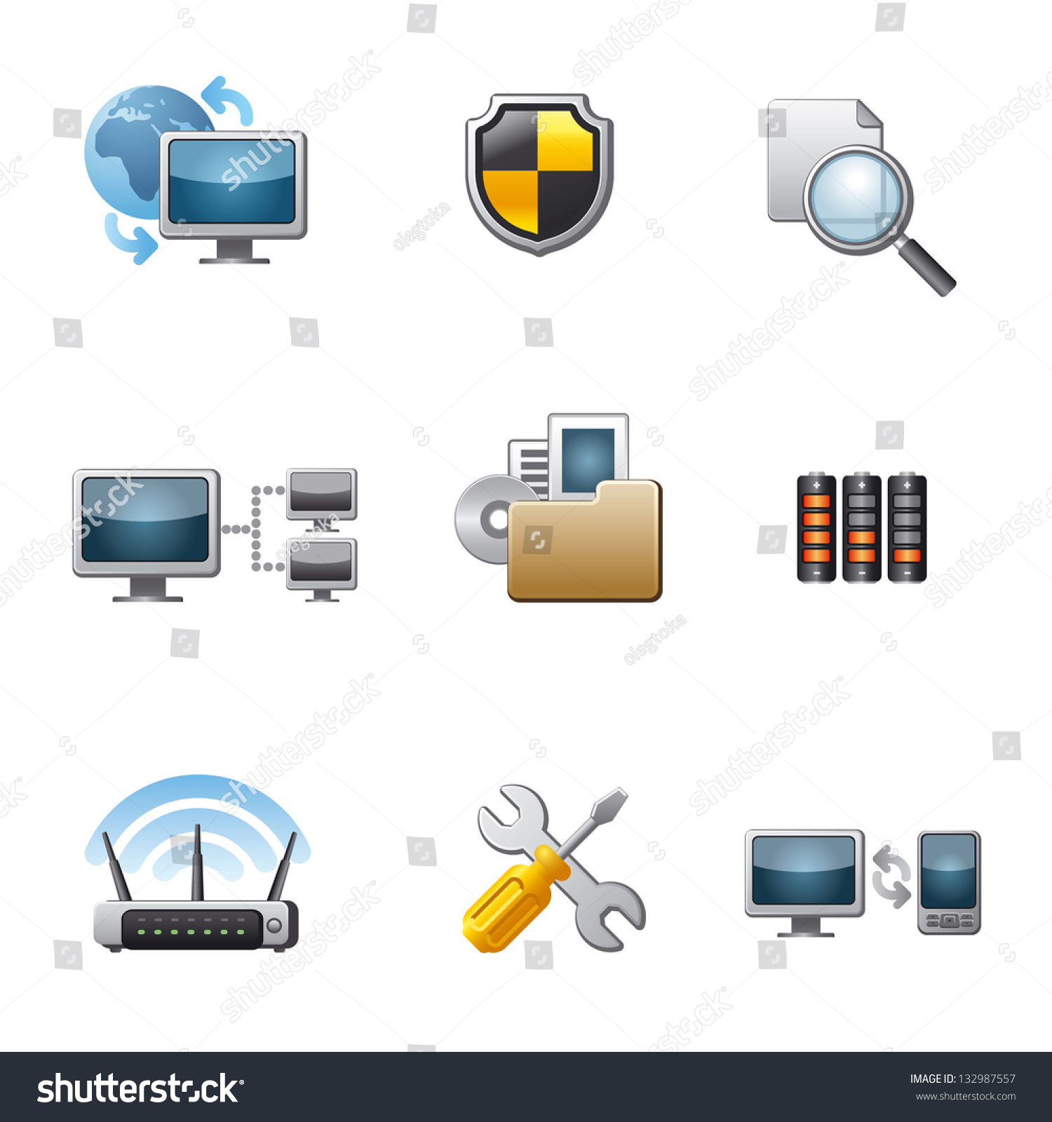 Computer Network Icon Set Stock Vector (Royalty Free) 132987557 ...
