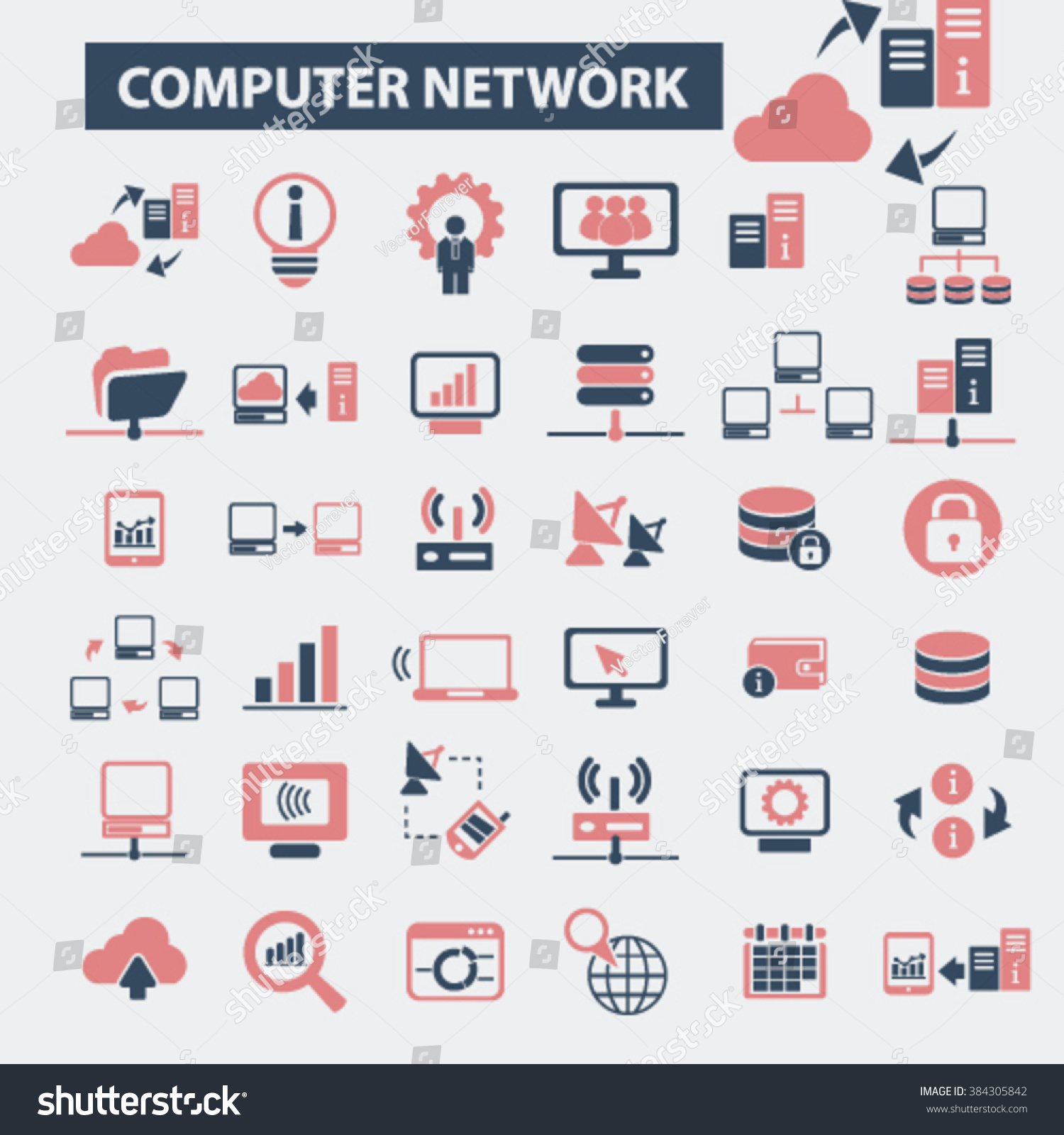 Computer Network Icons Stock Vector 384305842 Shutterstock
