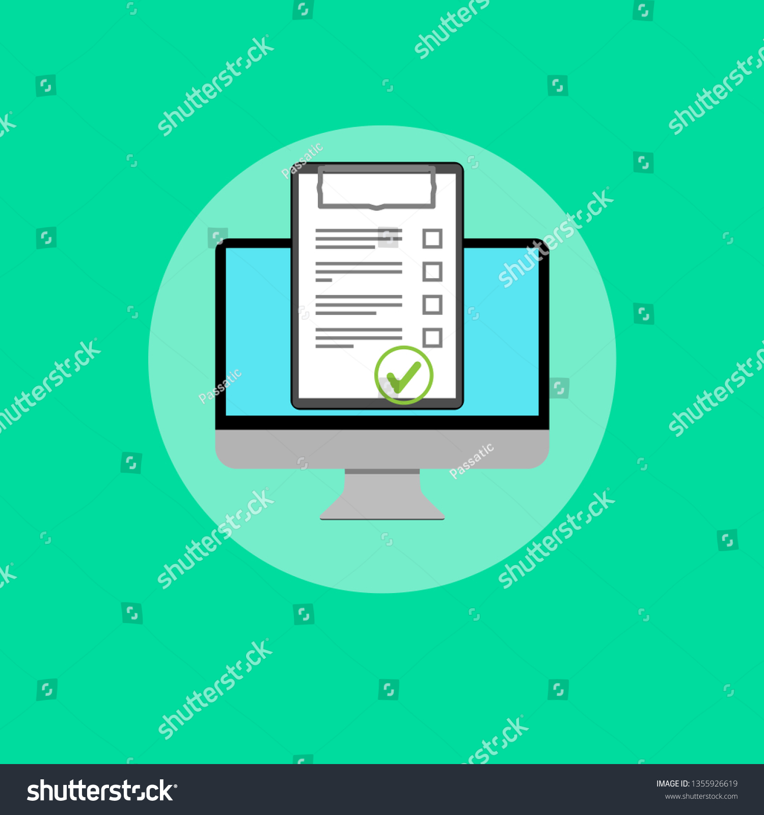 Computer Online Education Clipboard List Approved Royalty Free