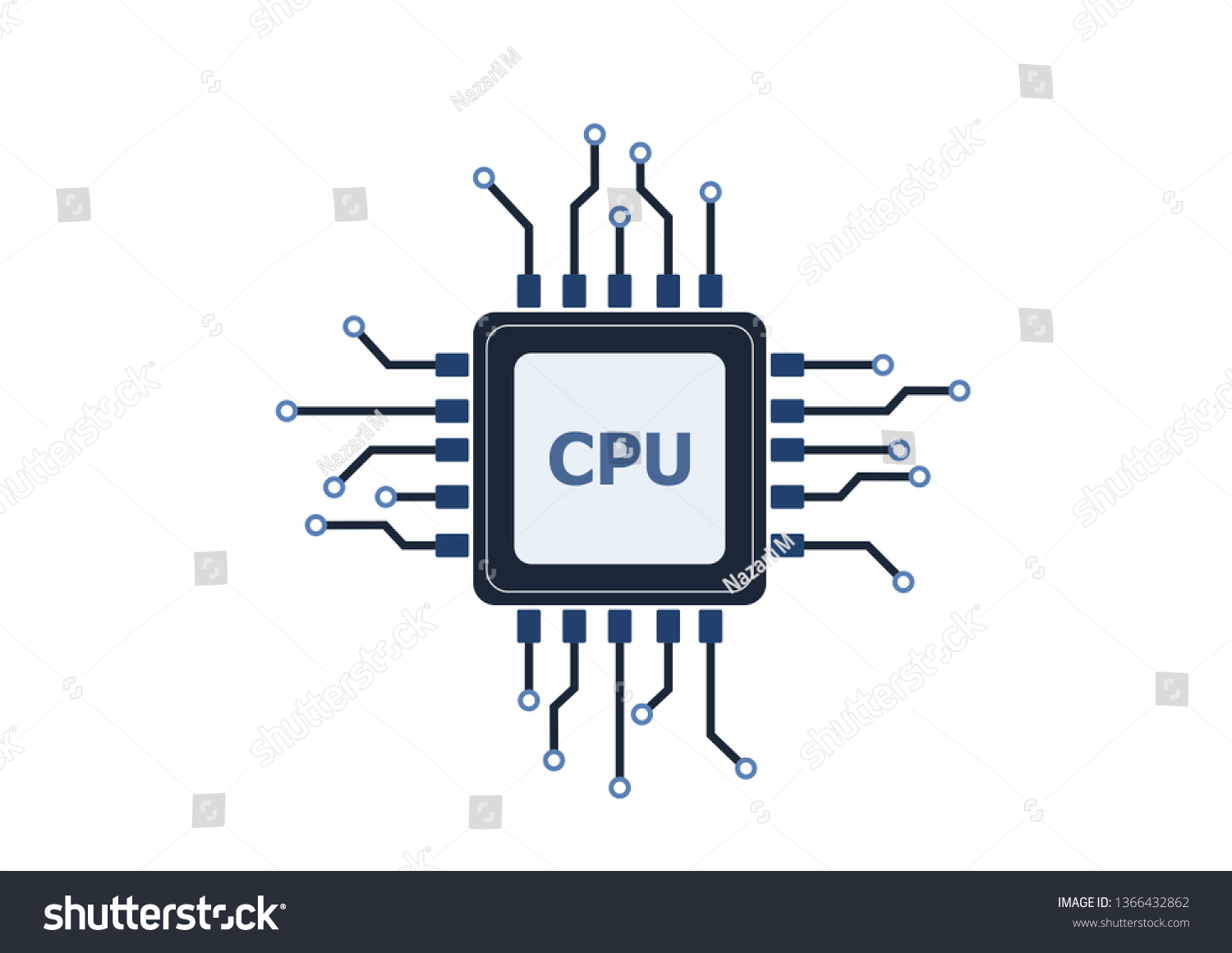 Computer Processor Sign Colorful Flat Style Stock Vector (Royalty Free ...
