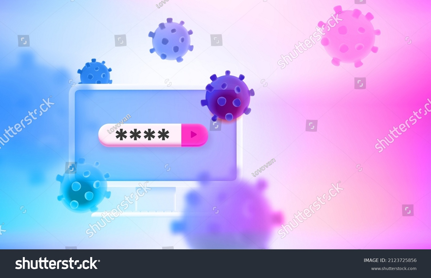 SVG of Computer protected by password. 3d vector concept svg
