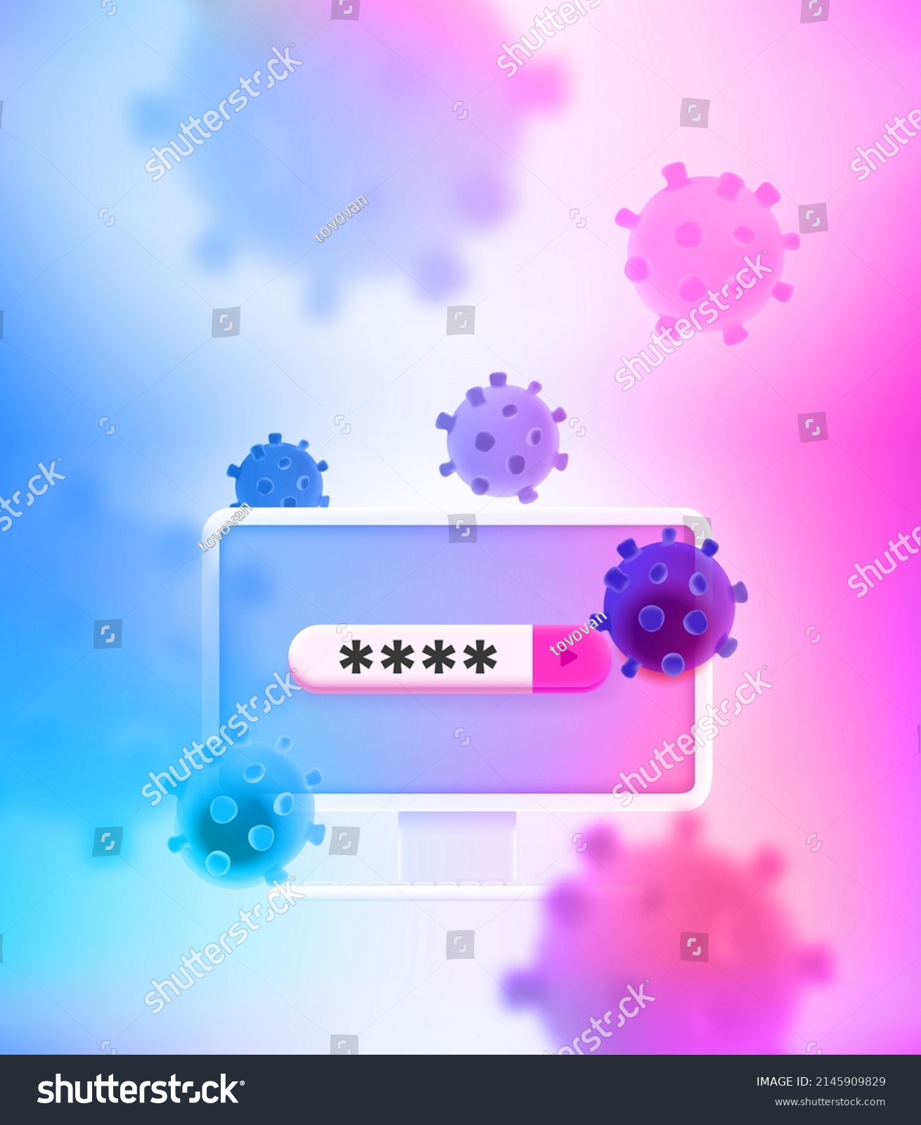 SVG of Computer protected by password. 3d vector concept svg