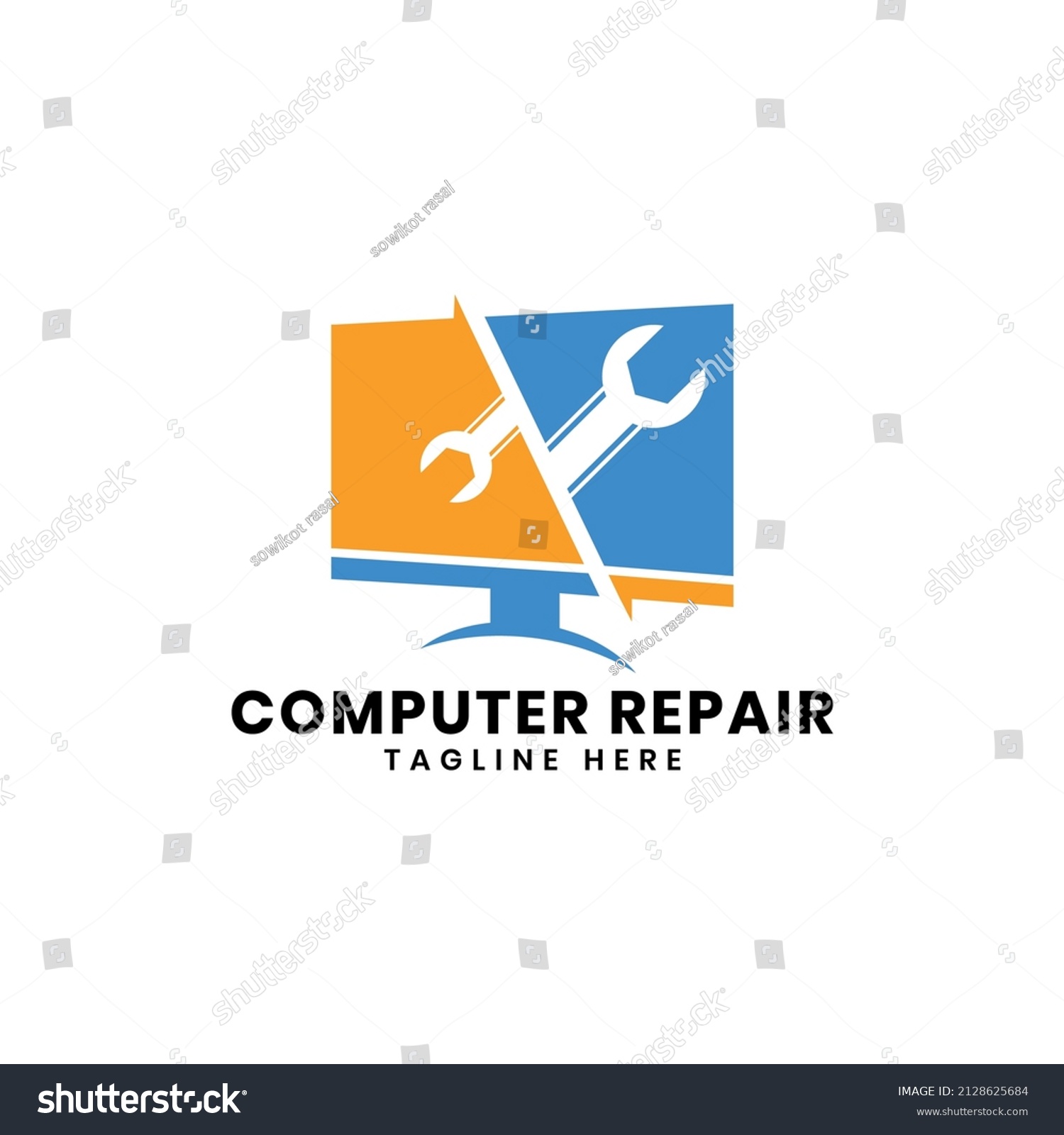 Computer Repair Logo Design Template Stock Vector (Royalty Free) 2128625684