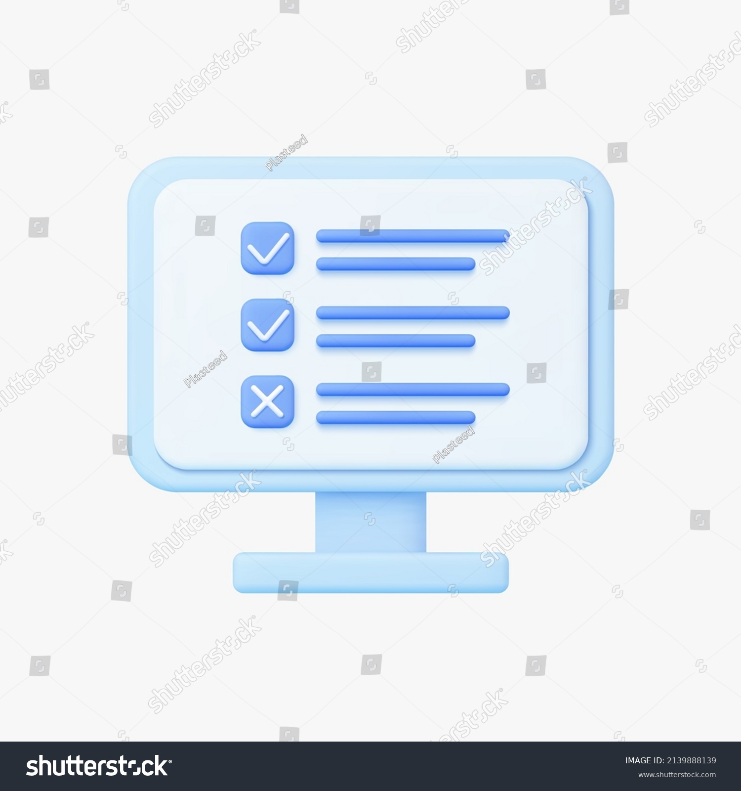 Computer Screen Checklist 3d Vector Icon Stock Vector (Royalty Free ...