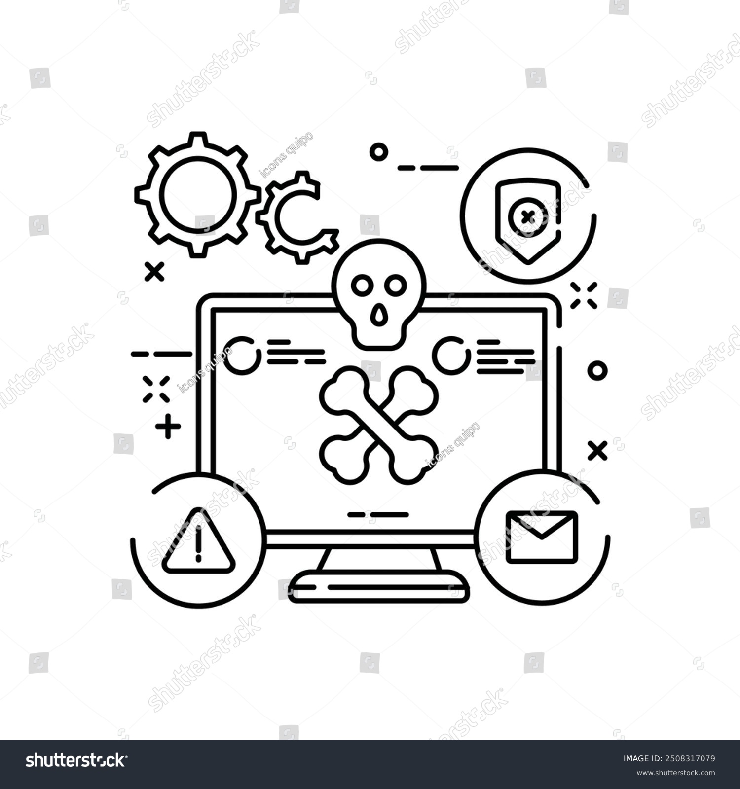 black and white computer virus concept clip art preview
