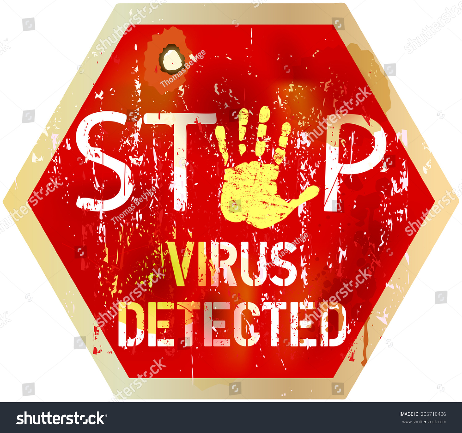 Computer Virus Warning Sign Vector Illustration Stock Vector (Royalty
