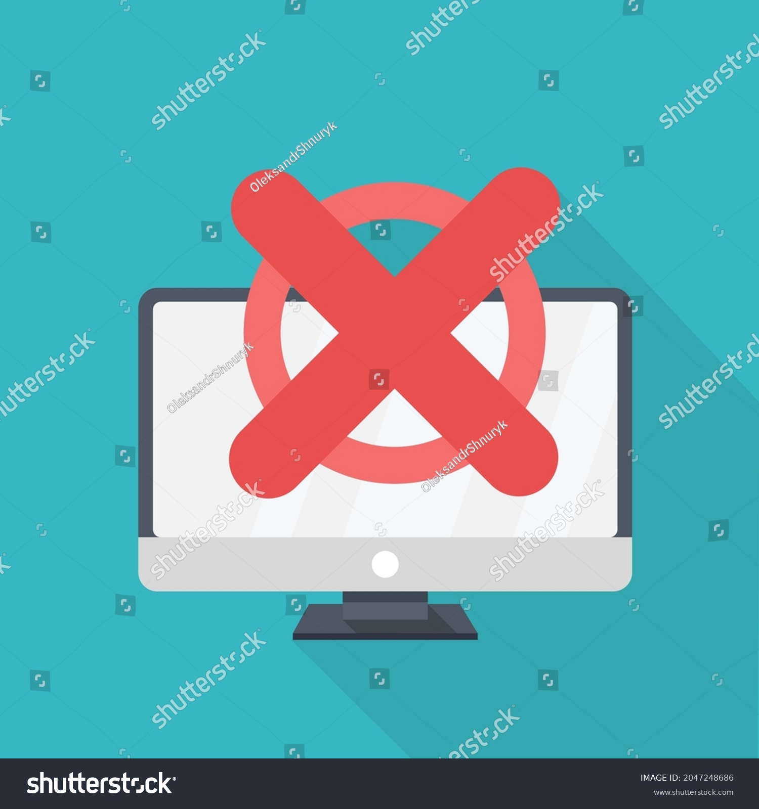 Computer Prohibition Sign On Blue Background Stock Vector (Royalty Free ...