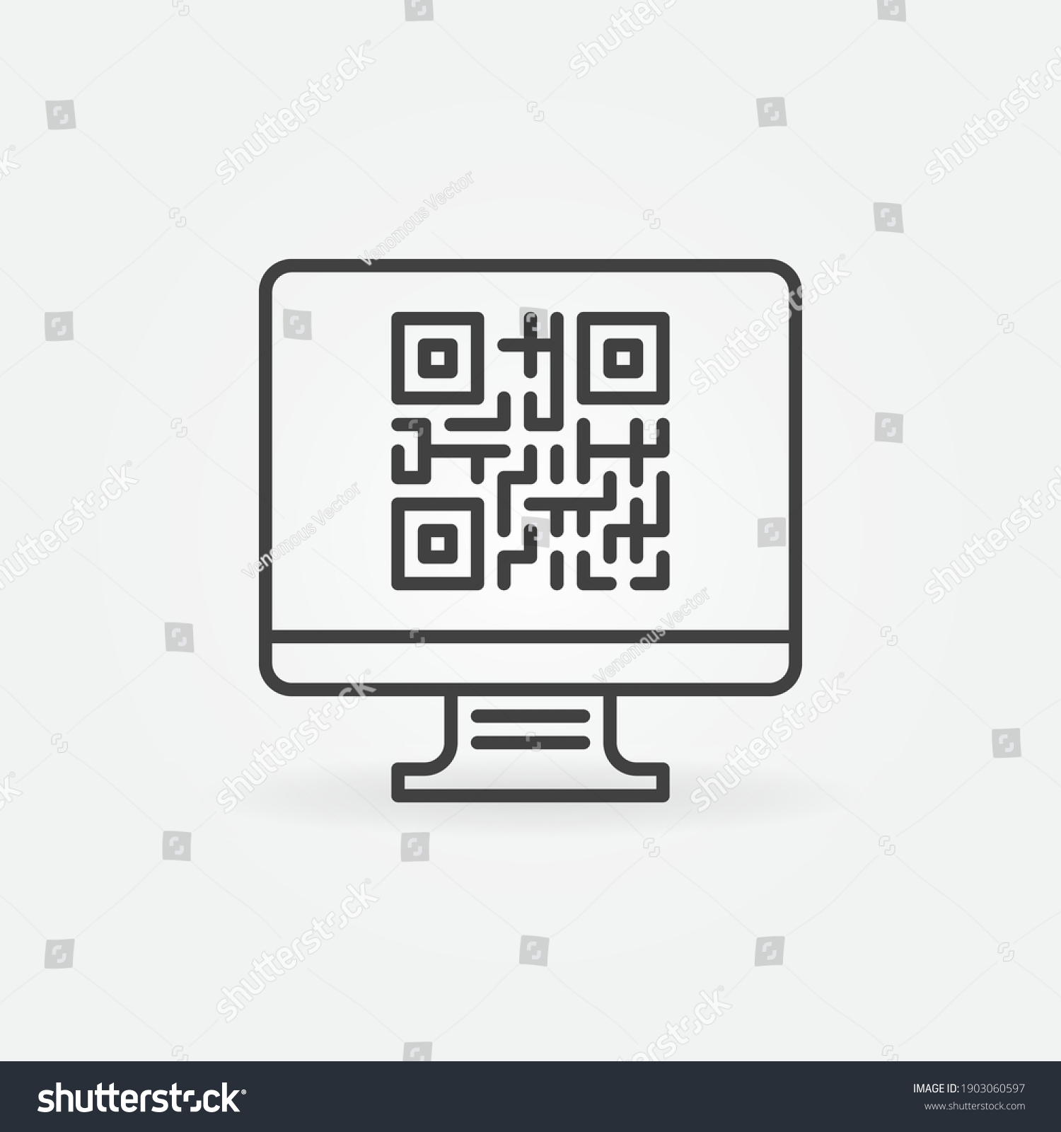 Computer Qr Code On Screen Vector Stock Vector (Royalty Free ...