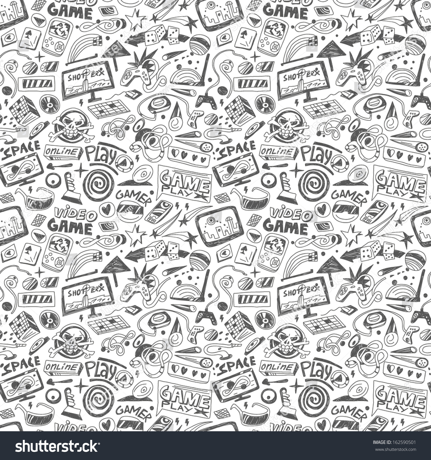 Computers Games Seamless Vector Background Stock Vector 162590501