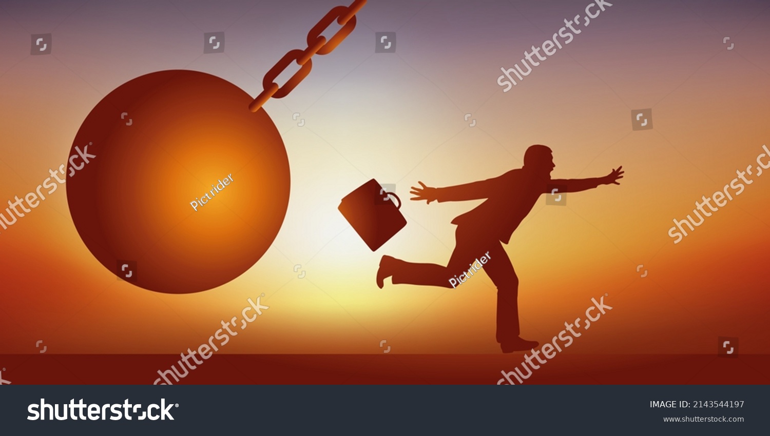 Concept Threat Businessman Running Away Threat Stock Vector (Royalty ...