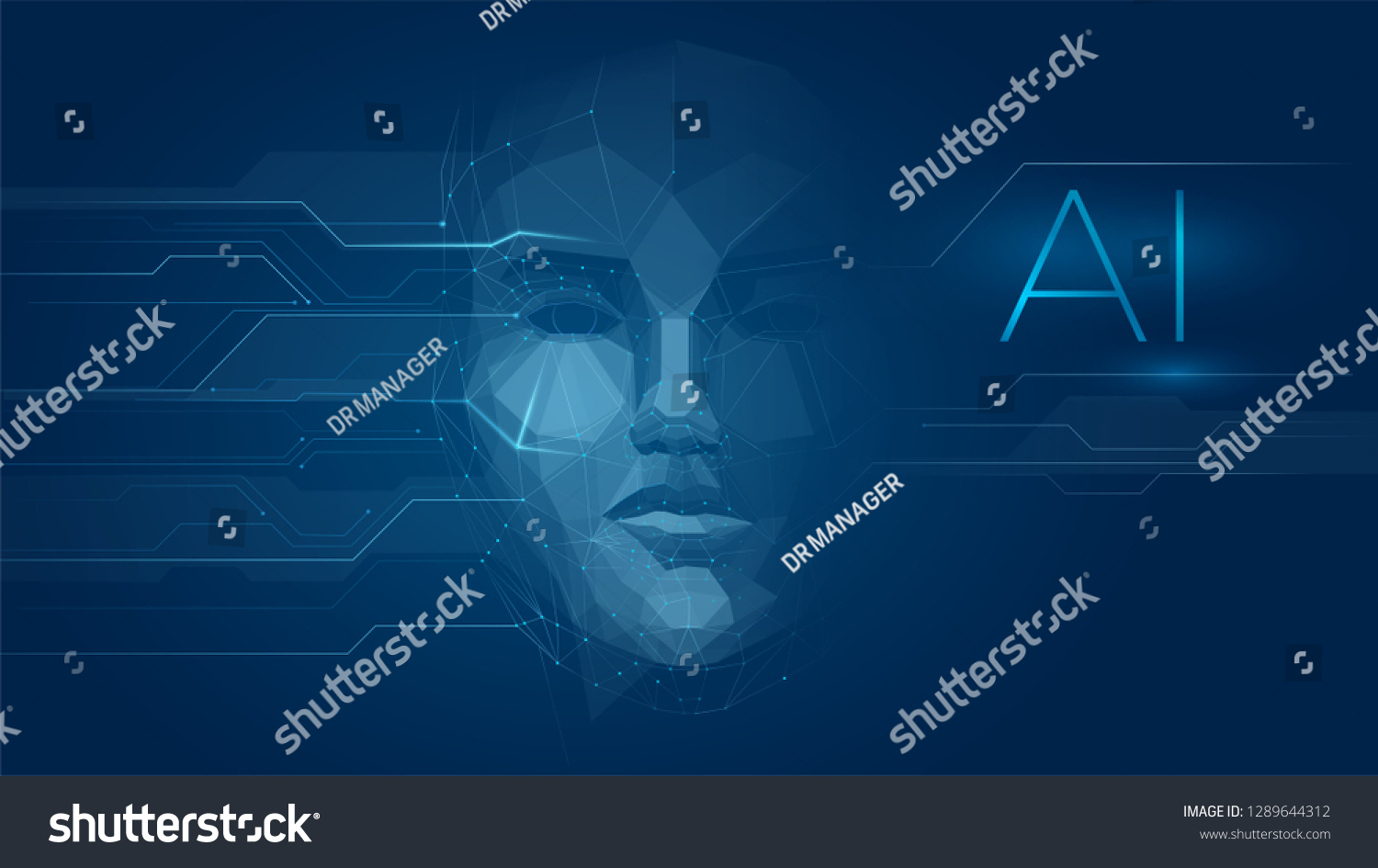 Concept Artificial Intelligence Face Robot Face Stock Vector Royalty Free 1289644312 Concept Artificial Intelligence Face Robot Face Stock Vector Royalty Free 1289644312