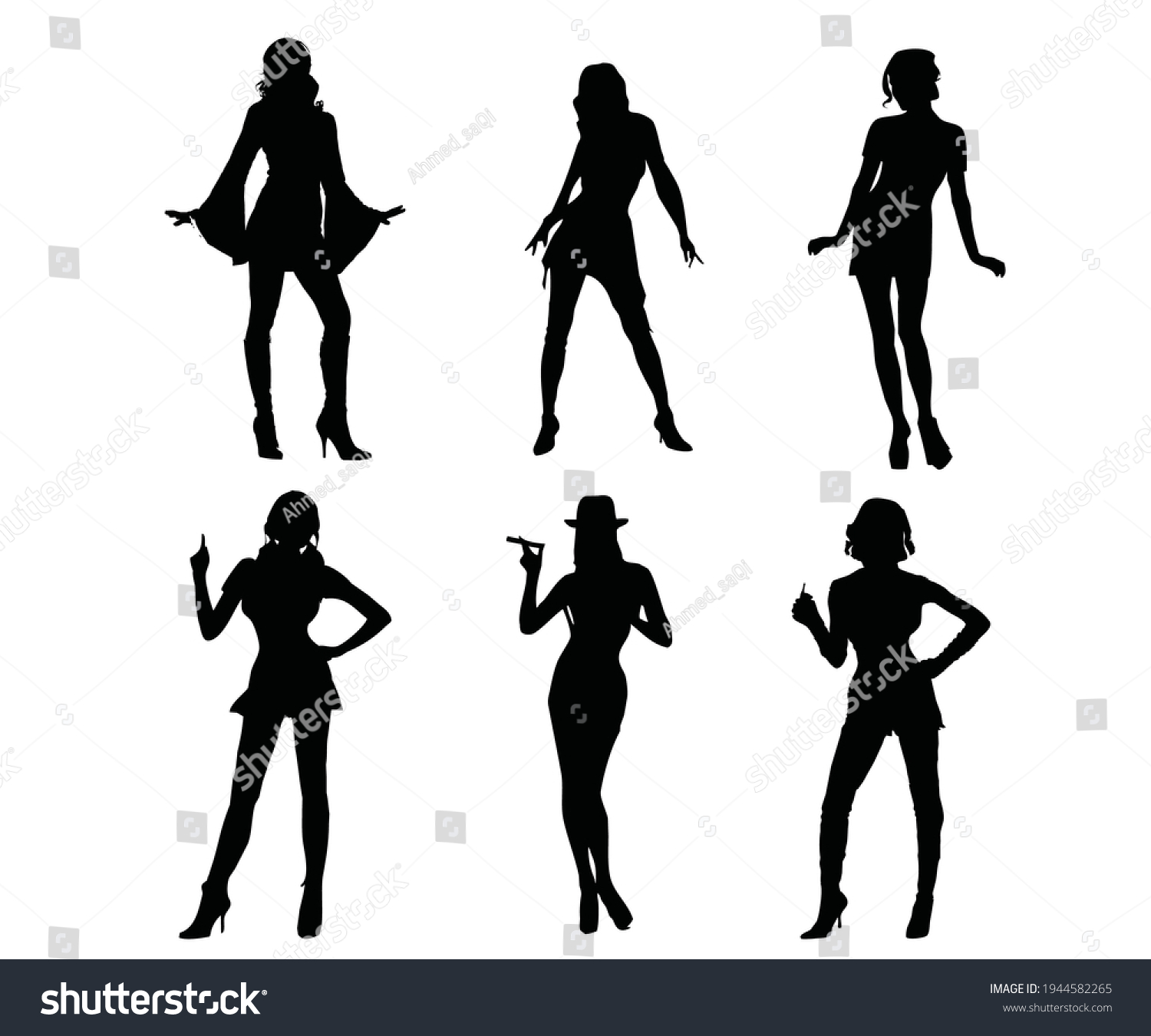 Concept Beautiful Sexy Girl Black Style 库存矢量图（免版税）1944582265 Shutterstock 6000