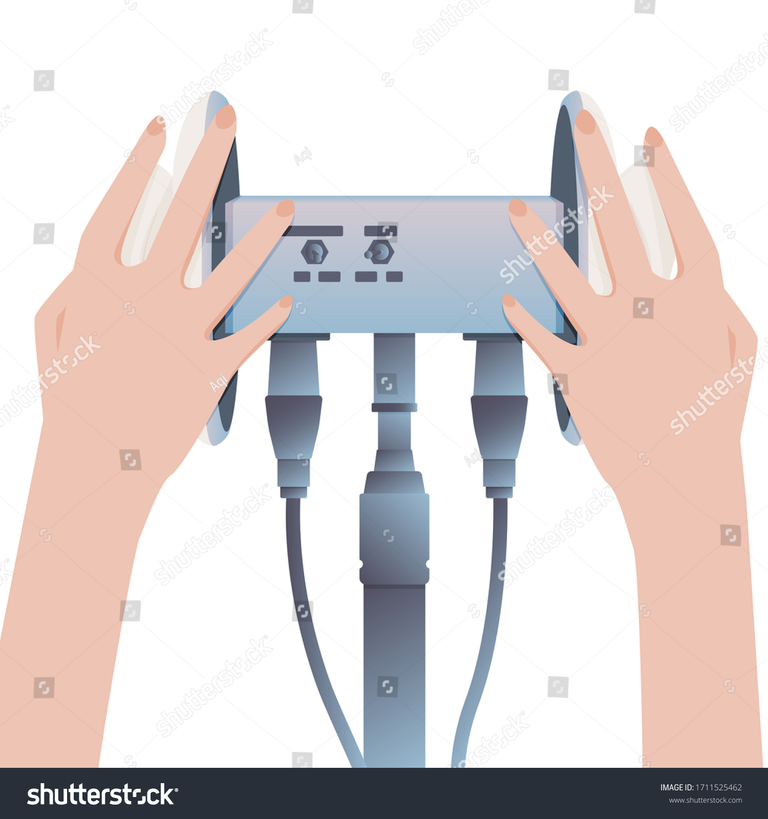 SVG of Concept of binaural microphone for ASMR with hands. Hands are touching sensors, triggers. Make massage, whisper, rustling. Autonomous sensory meridian response. Vector Illustration, isolated. svg