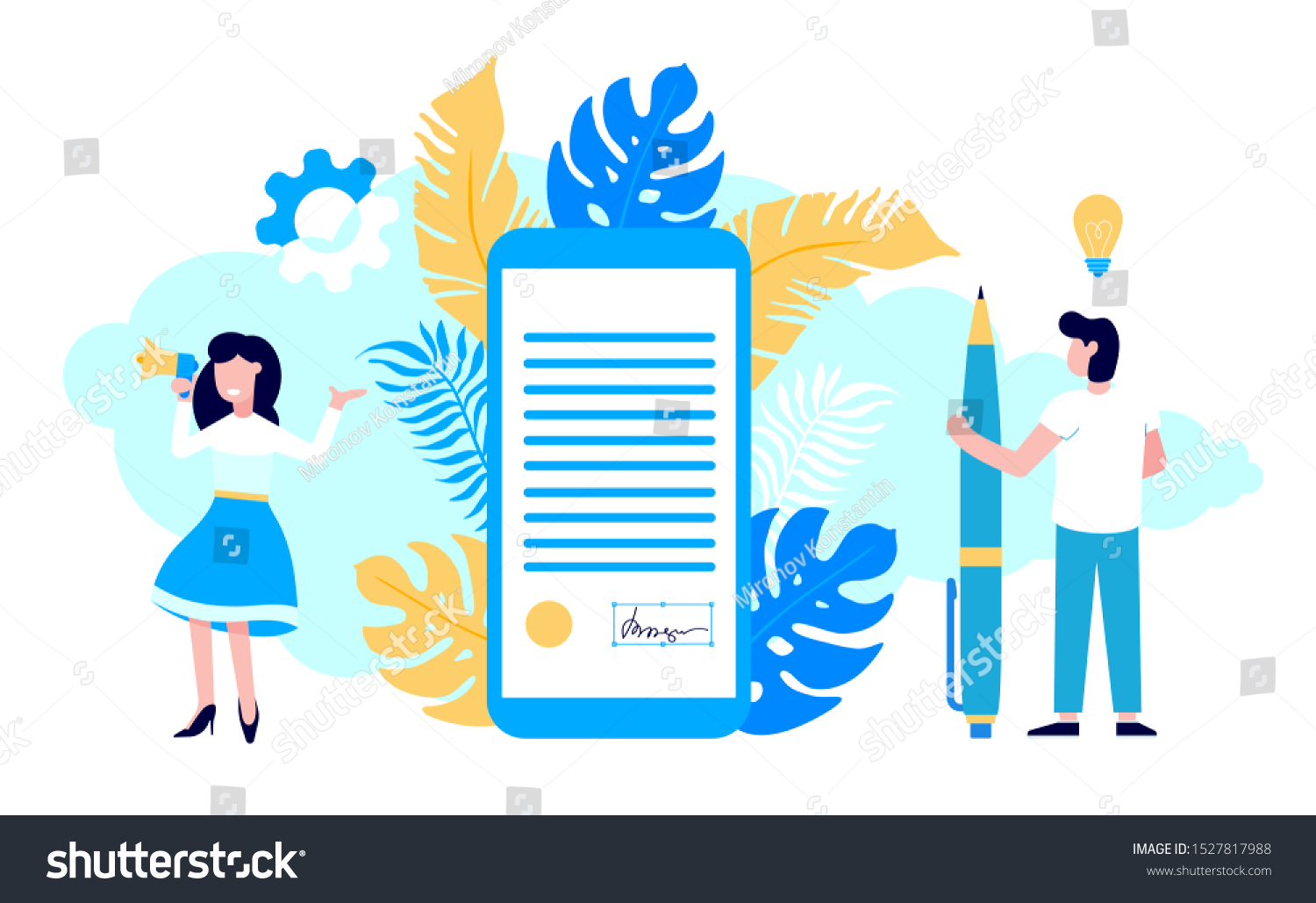 Concept Digital Electronic Signature Woman Shouting Stock Vector Royalty Free