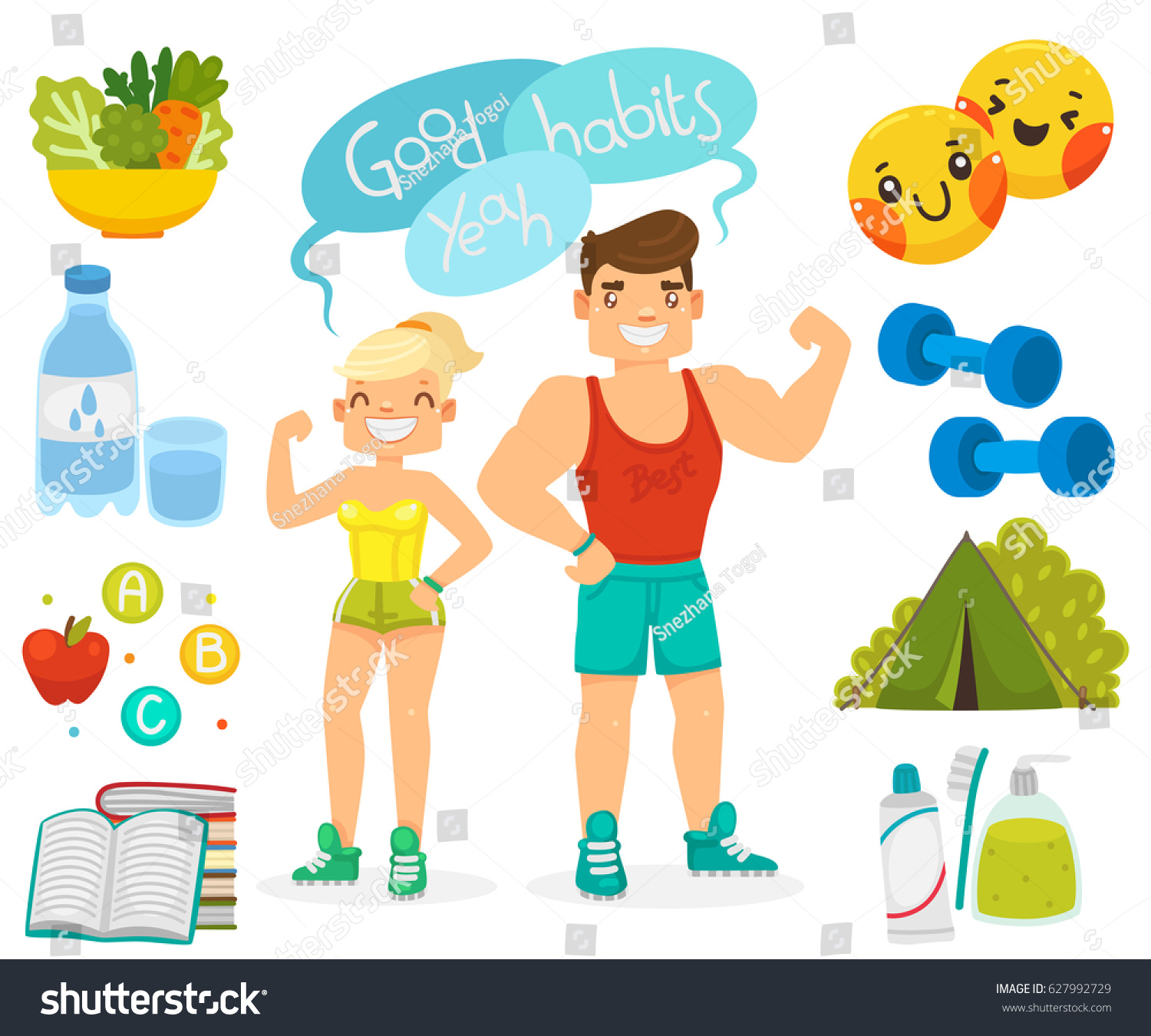 Concept Healthy Lifestyle Fitness Couple Man Stock Vector ...