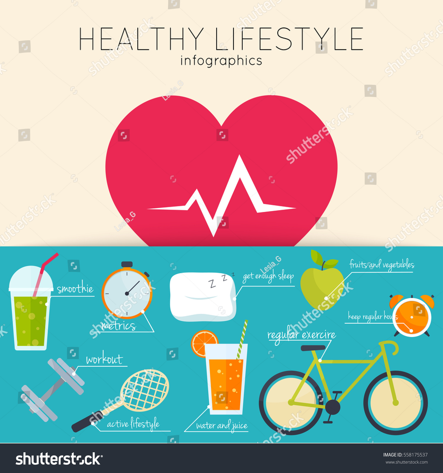 Concept Healthy Lifestyle Infographics Icons Web Stock Vector (Royalty ...