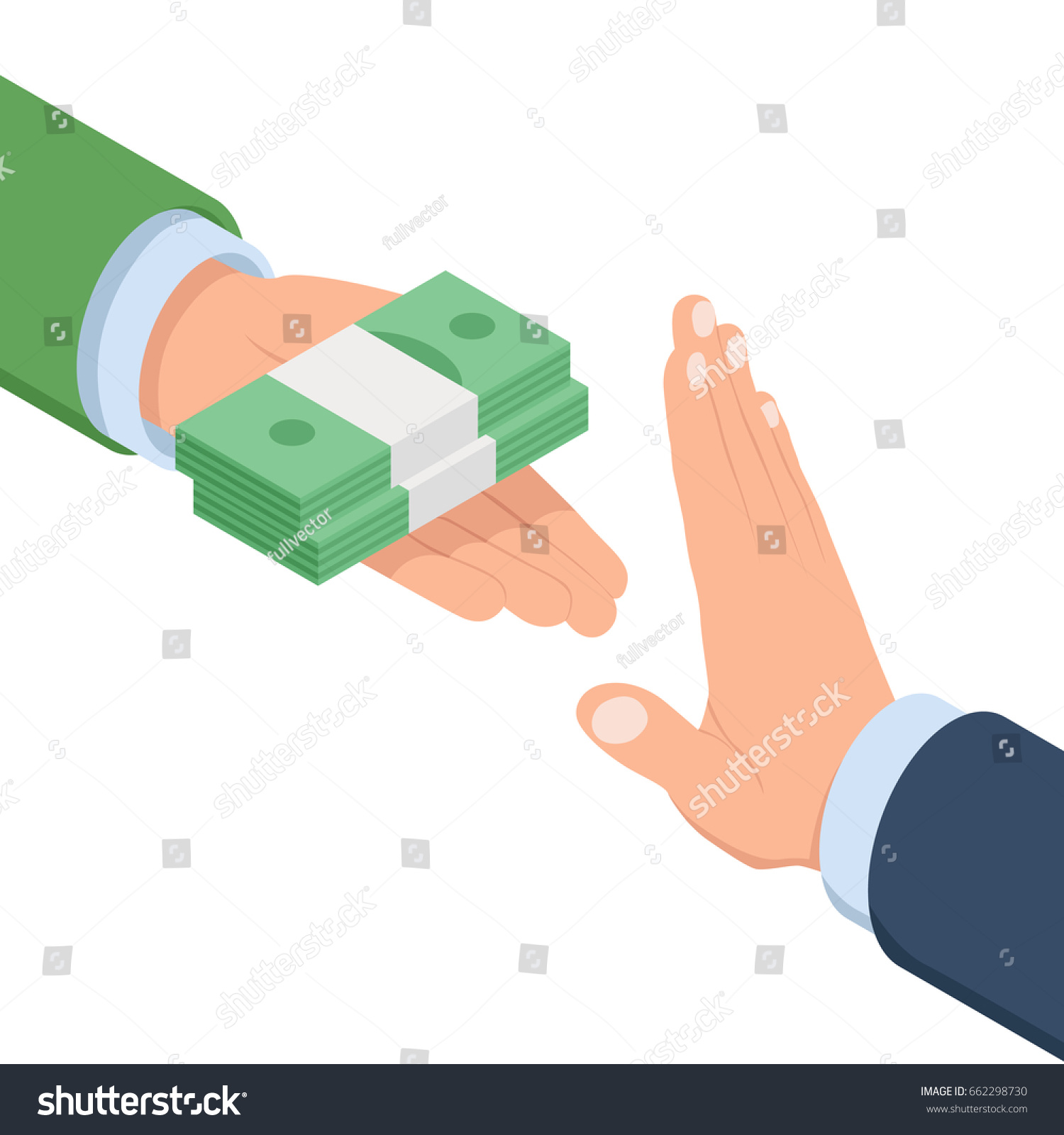 Concept No Bribe Stop Corruption Businessman Stock Vector 662298730 ...