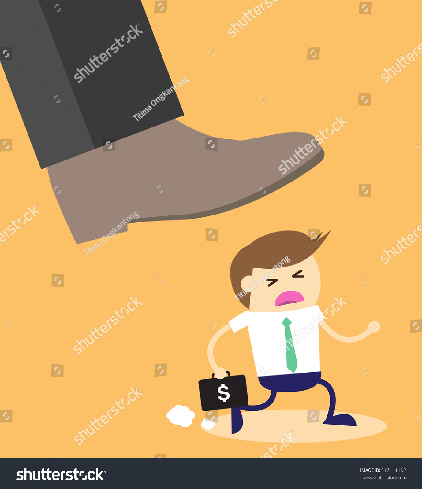 Concept Of Oppressed By The Boss With Businessman Under A Big Shoe ...