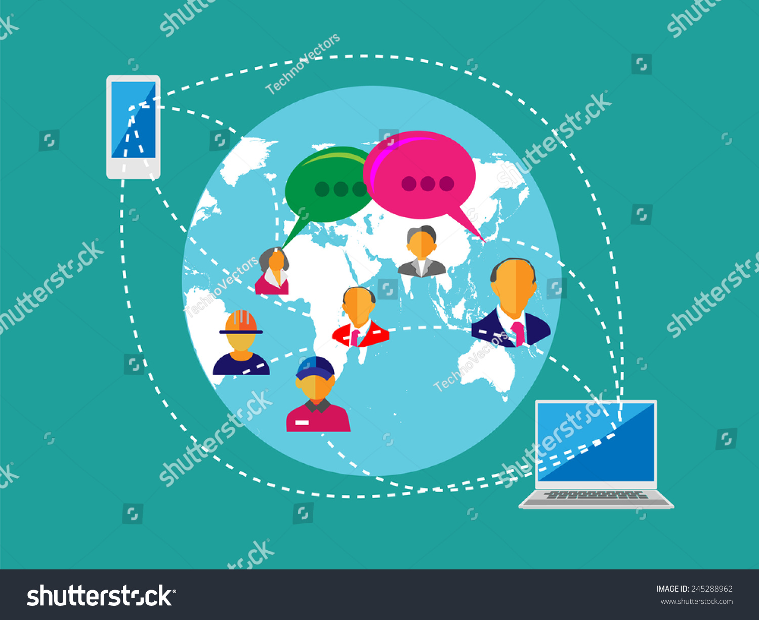 Concept Of Social Network, People Connecting Across The World And Chat ...