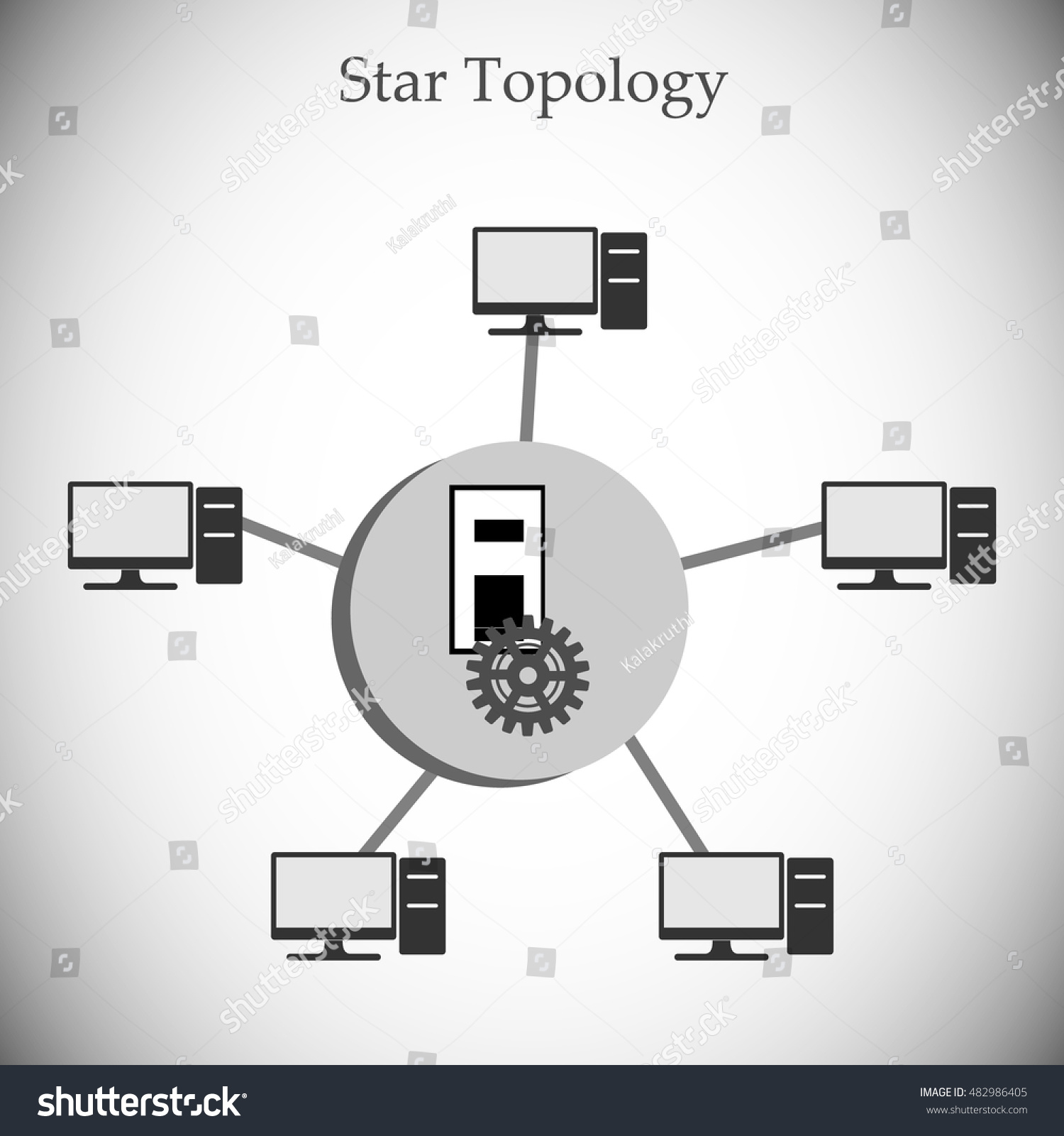 vektor-stok-concept-star-topologystar-network-most-common-tanpa