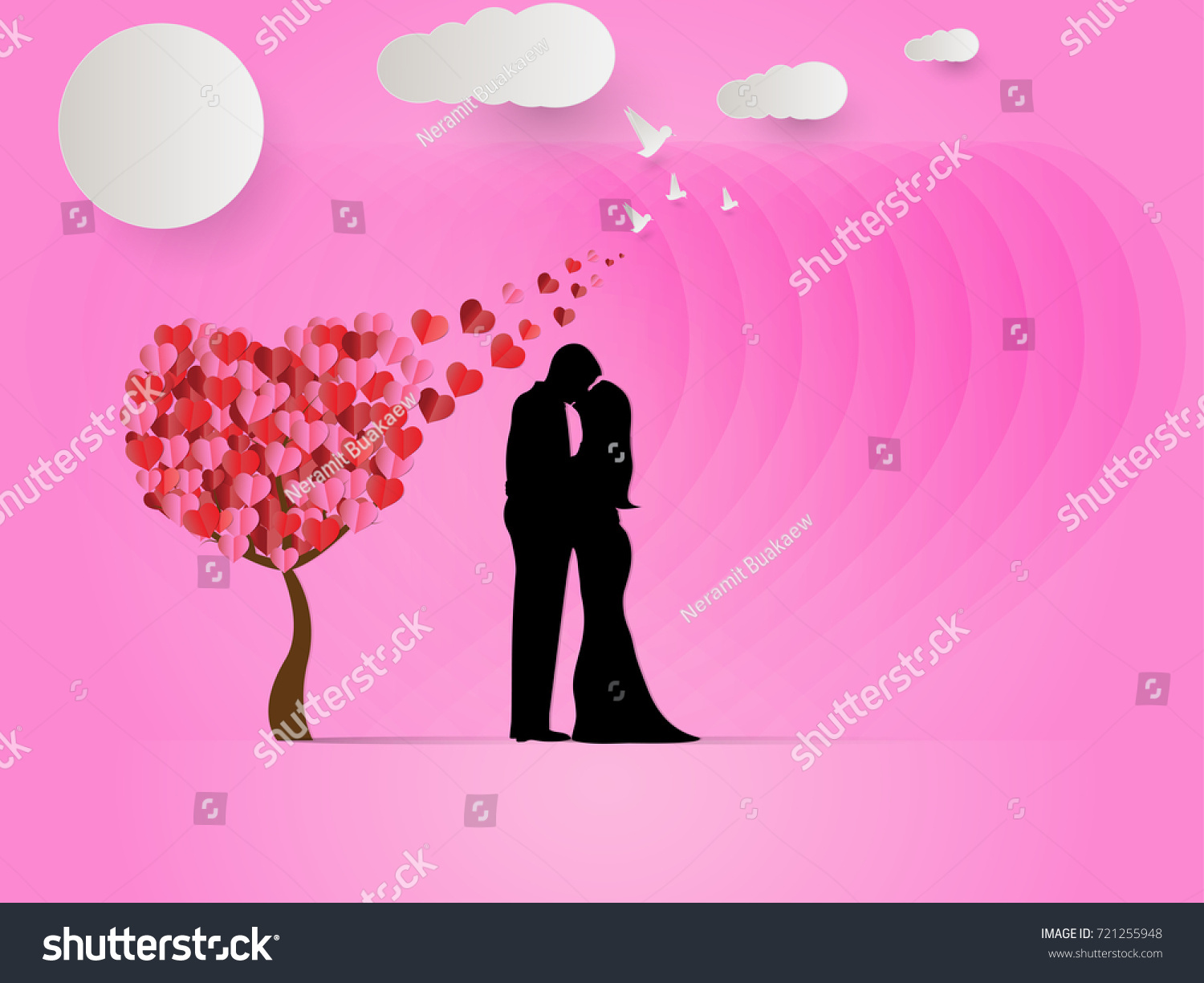 Concept Valentine Day Pink Color Background Stock Vector 721255948