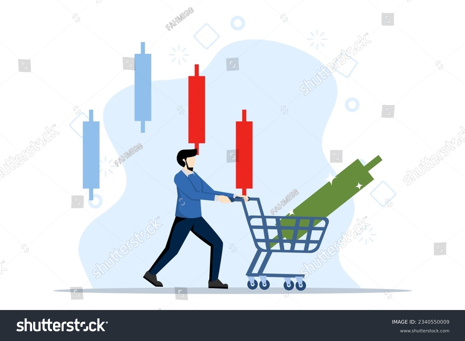 SVG of concept Successful traders buy when prices fall. Buy stocks when they fall in price. Profitable strategy in down market. Profit from market collapse concept. flat vector illustration. svg