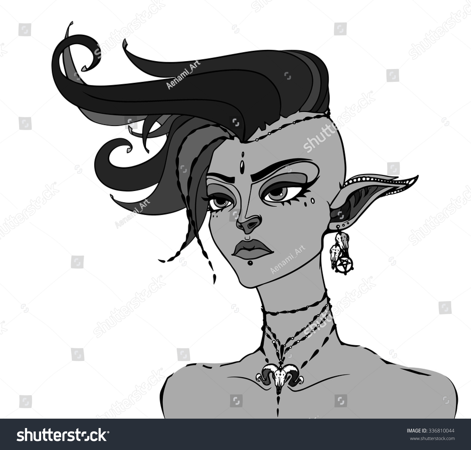 Conceptual Fantasy Character Vector Illustration Portrait