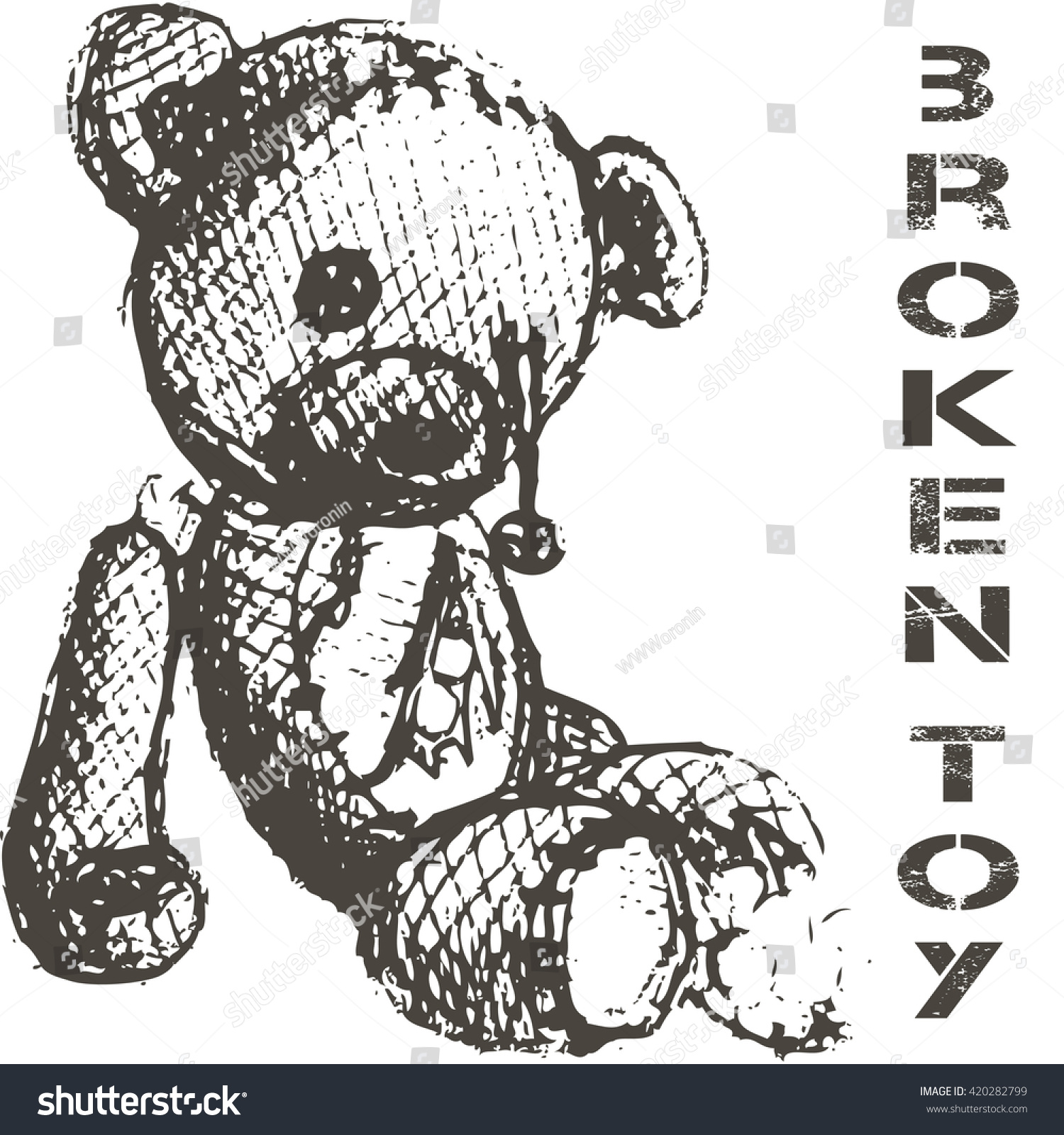 SVG of Conceptual hand drawn sketch depicting a broken toy bear svg