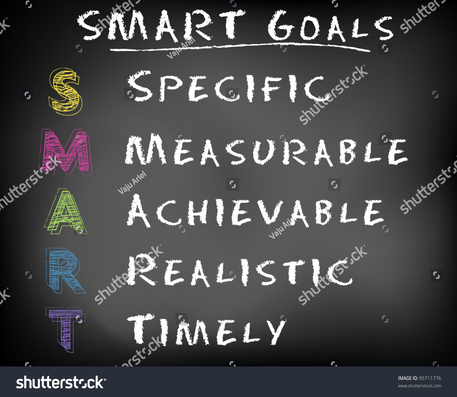 Conceptual Smart Goals Acronym On Black Stock Vector 95711776 ...