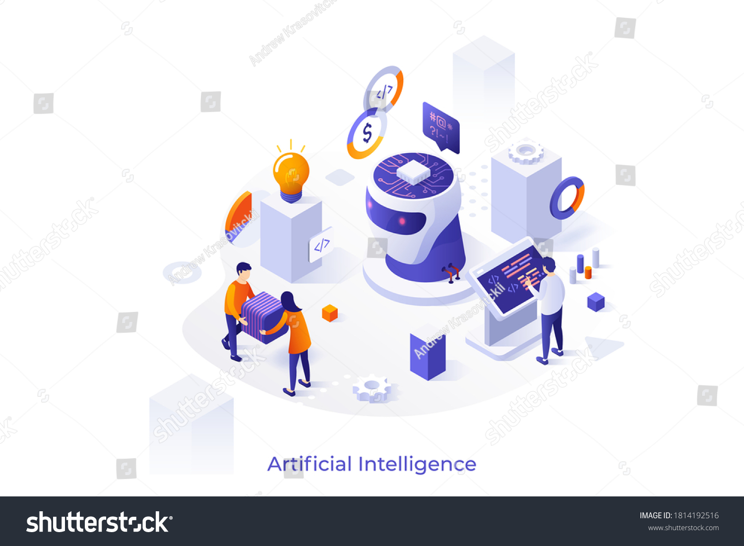 Conceptual Template People Working Lab Programming Stock Vector ...