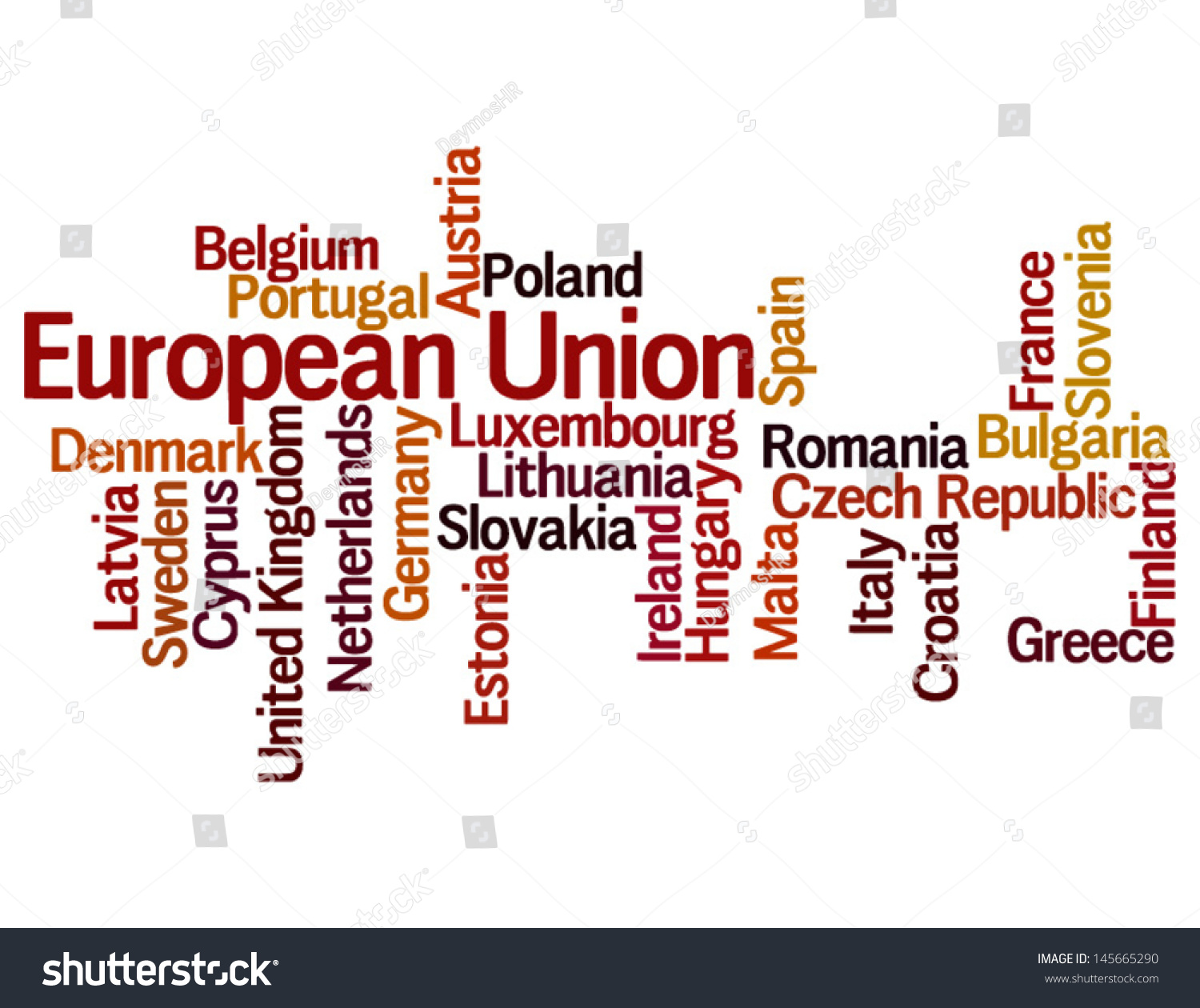 Conceptual Vector Of Word Cloud Containing Names Of 28 Countries ...