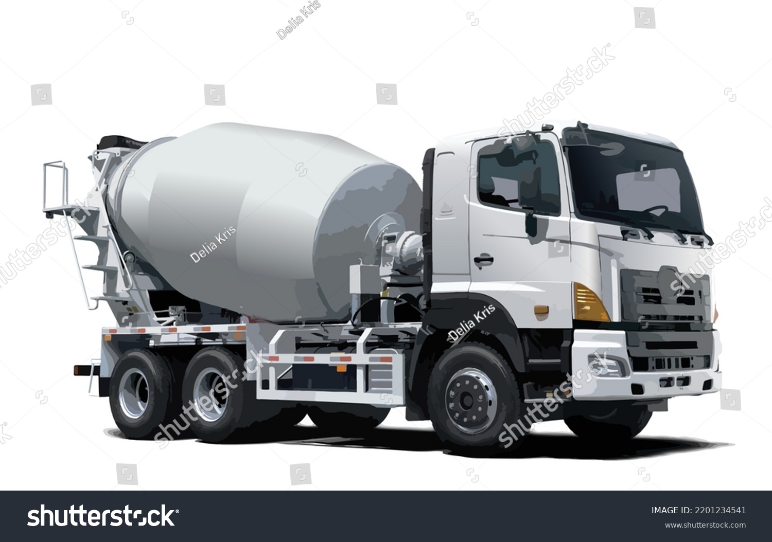 SVG of Concrete cement mix delivery work transport heavy cargo engine machine car mixer vehicle truck isolated on white background. Construction illustration modern vehicle vector template, easy editing svg