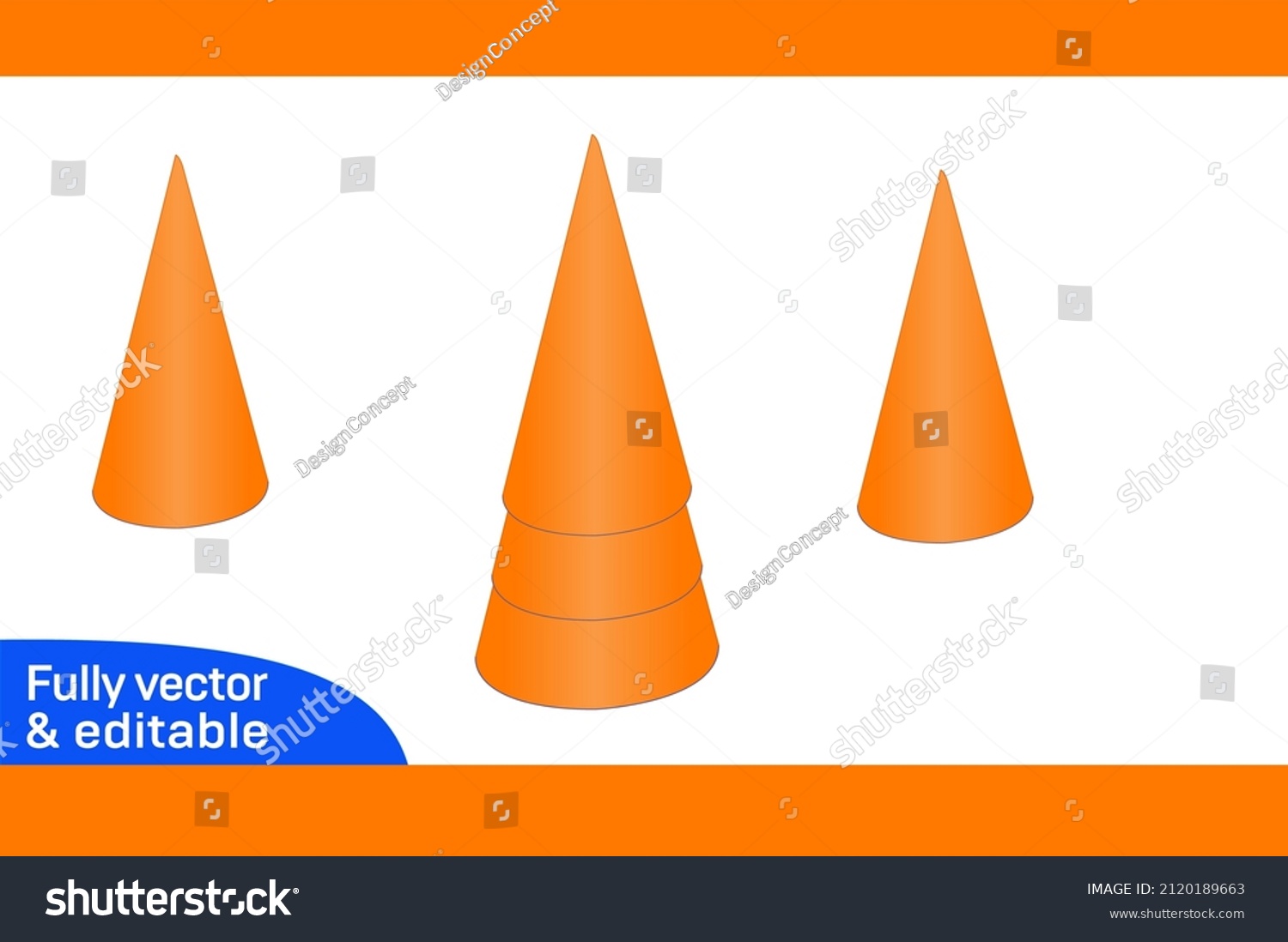 SVG of Cone dieline cone making without glue vector design 3D box svg