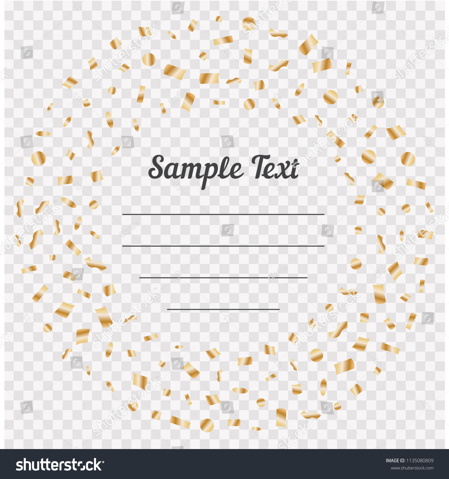 Confetti Golden Tiny Sample Text Falling Stock Vector (Royalty Free ...