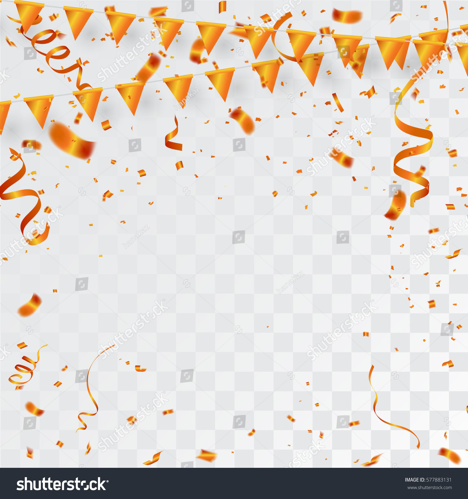 Confetti Orange Flag Ribbons Celebration Background เวกเตอร์สต็อก