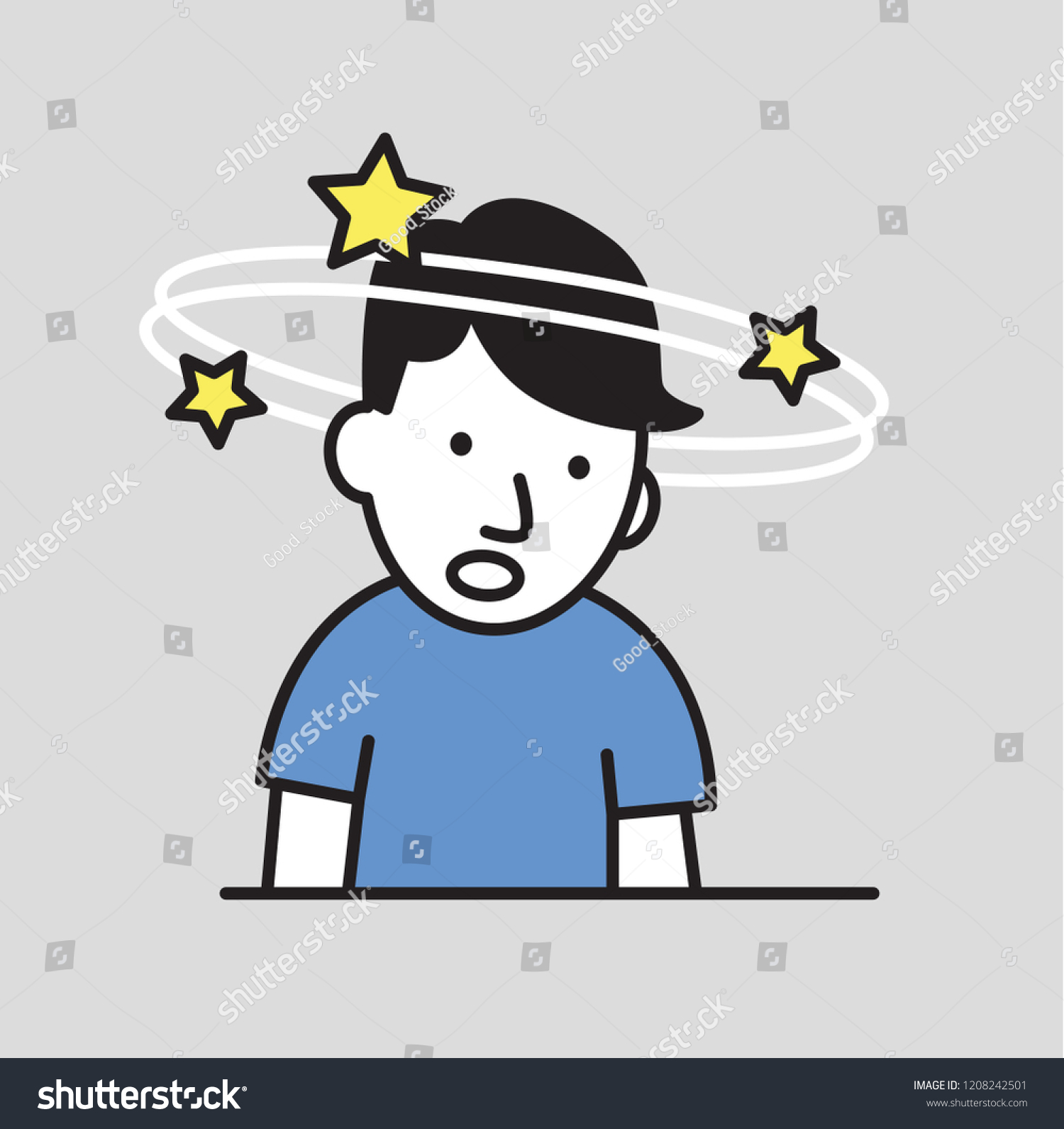 Confused Boy Seeing Spinning Stars Loss Stock Vector (Royalty Free ...