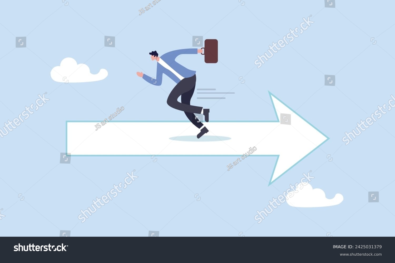 SVG of Confused businessman running in wrong opposite direction of trend arrow, wrong direction lead to mistake, leadership decision to be difference or opposite, mislead or false to get lost concept svg
