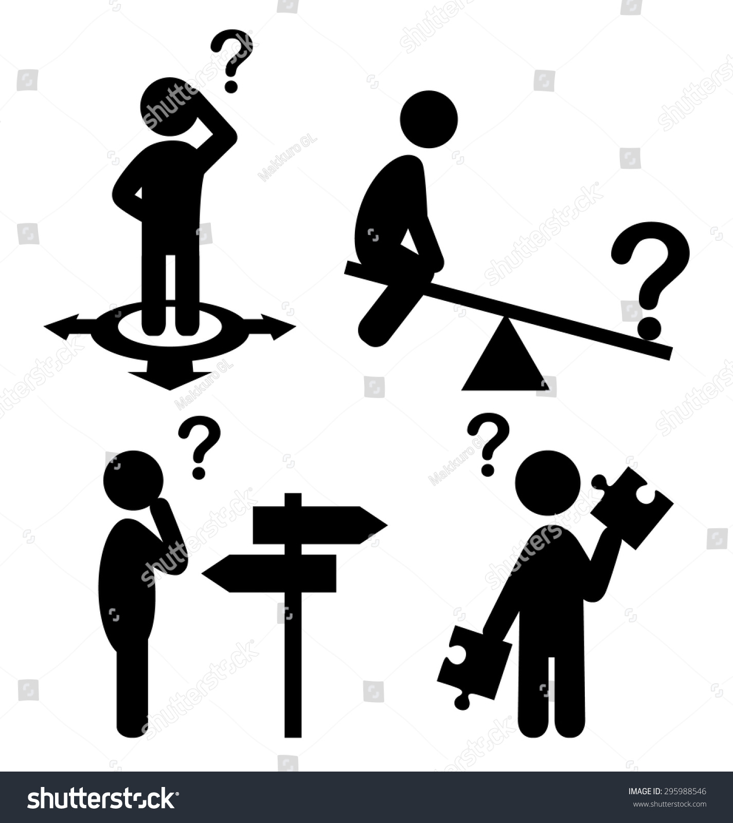 Confusion People With Question Marks Flat Icons Pictogram Isolated On ...
