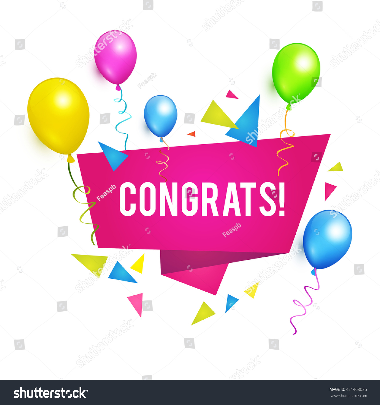 Congrats Congratulations Banner Balloons Win Birthday Stock Vector ...