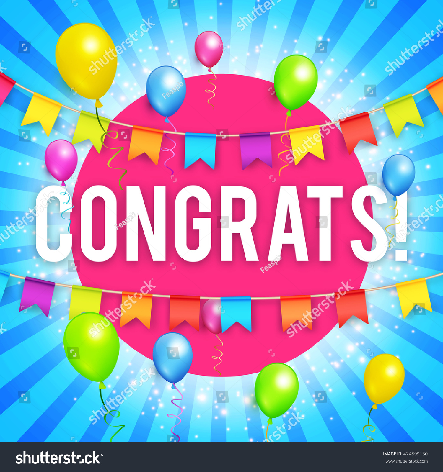 Congrats Congratulations Banner Balloons Win Birthday Stock Vector ...