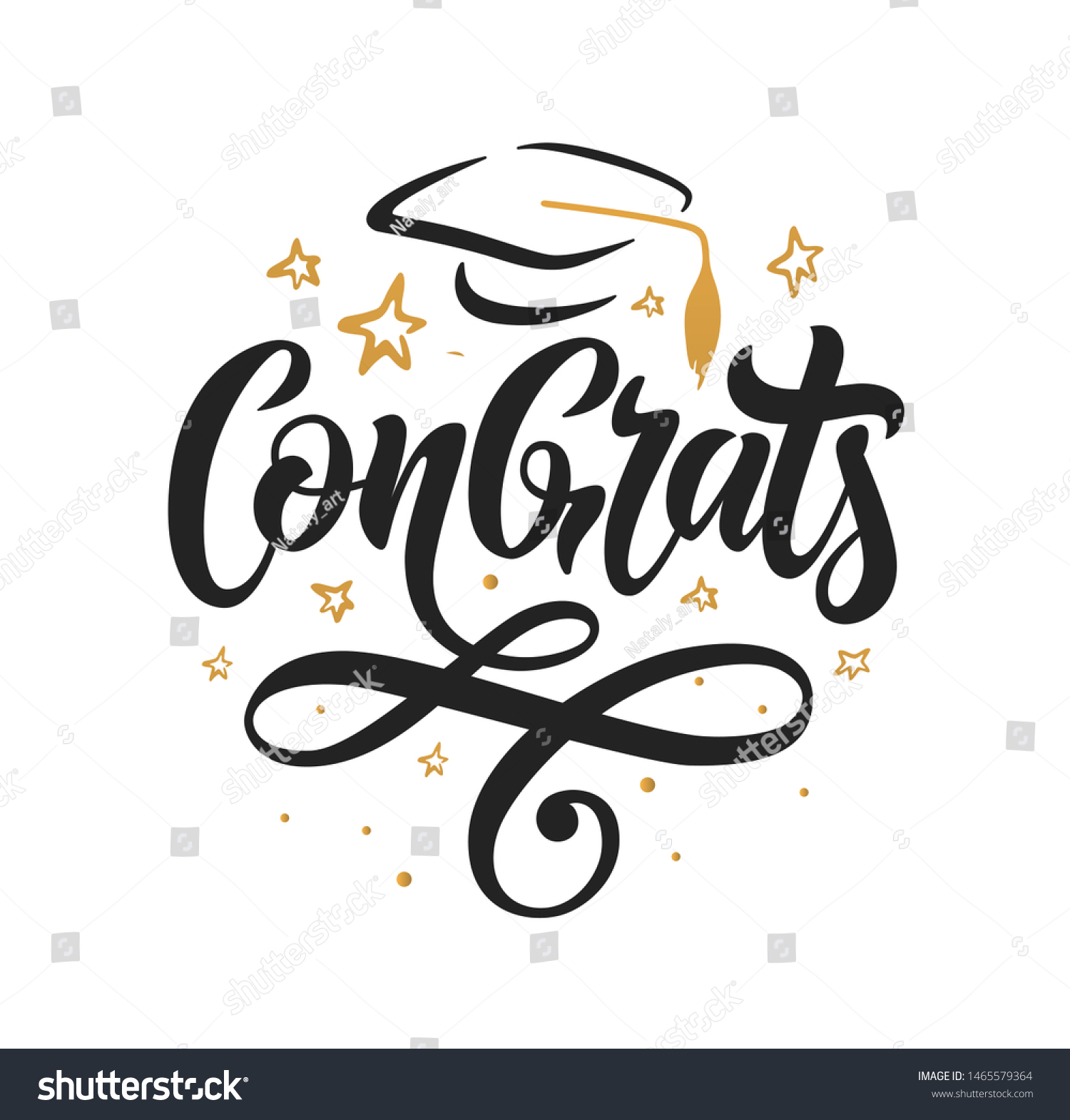 Congrats Lettering Handwritten Modern Calligraphy Brush Stock Vector ...