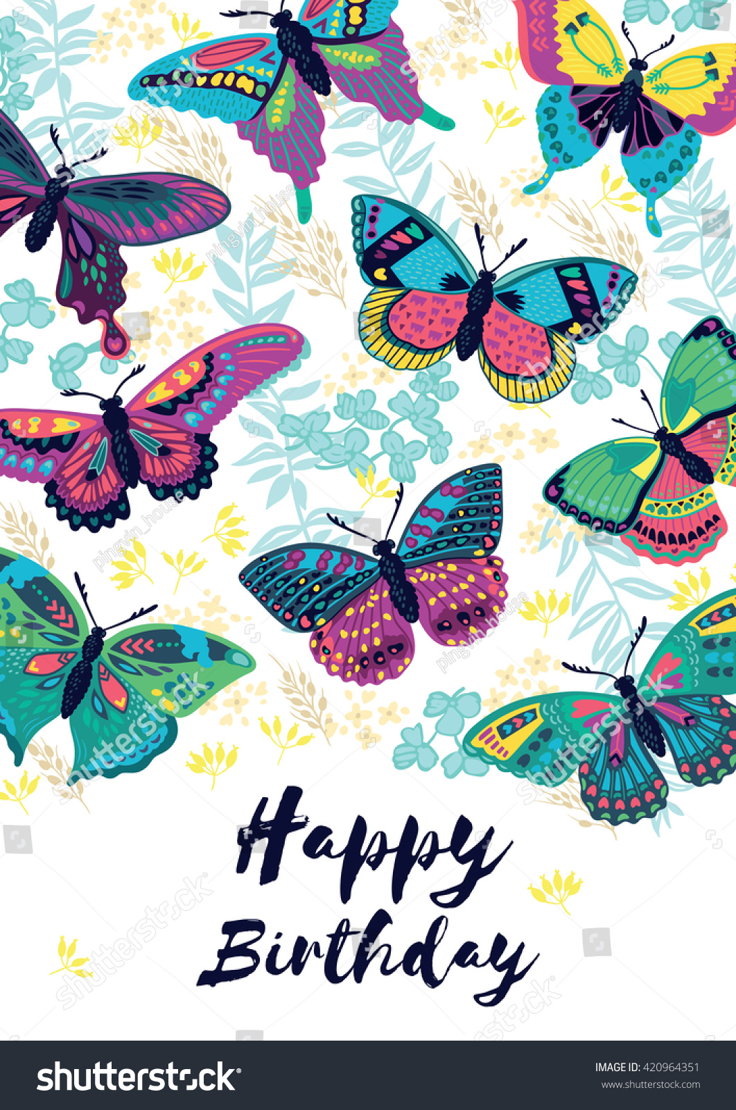 Download Congratulation Card Happy Birthday Flying Colorful Stock ...