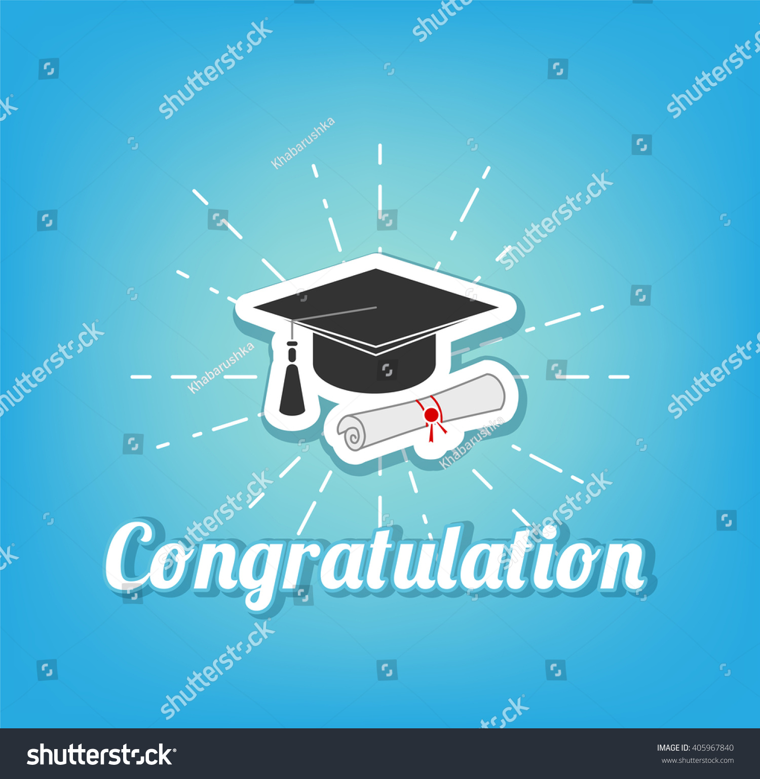 Congratulation Poster Graduation Party Graduate Cap Stock Vector ...